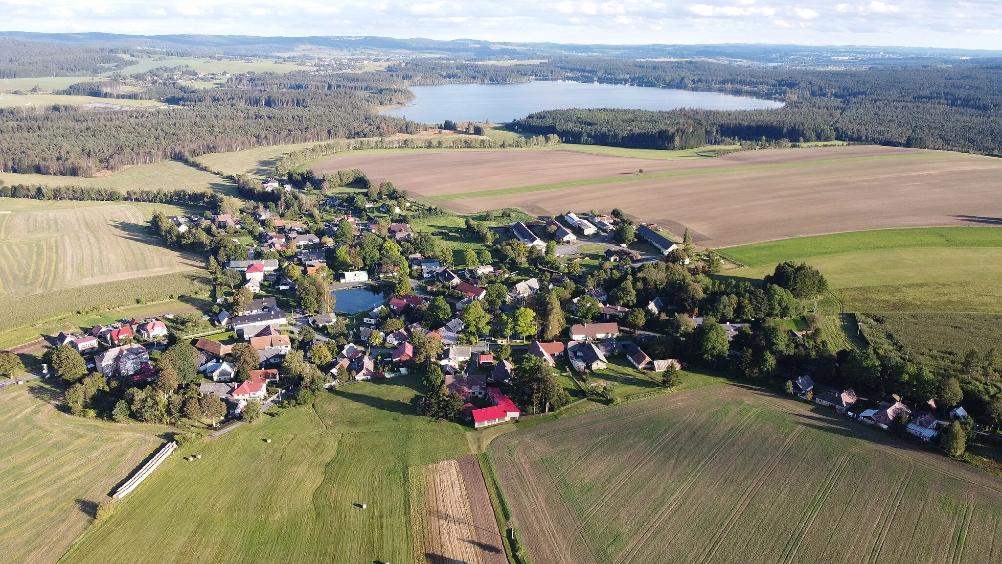 Photo showing: Aerial picture of Radostín village in the Czech Republic