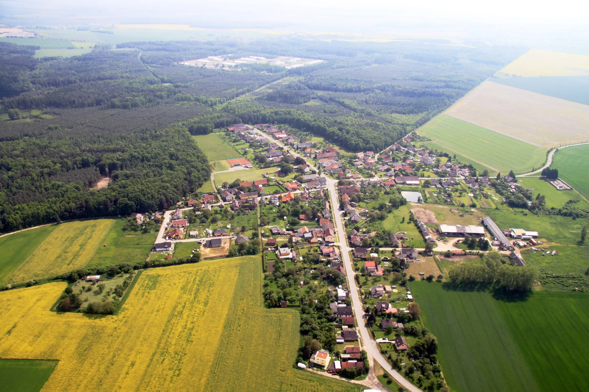 Photo showing: Village Nový Ples near of town Jaroměř from air, eastern Bohemia, Czech Republic