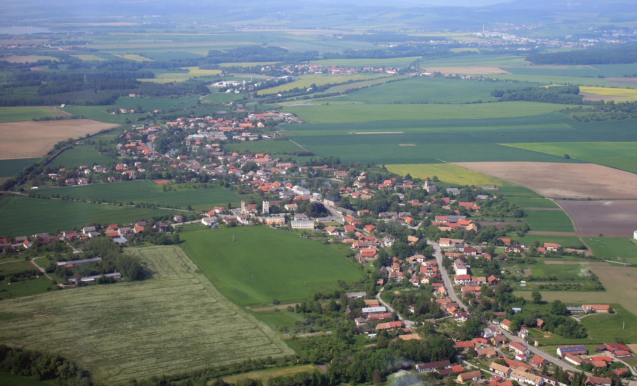 Photo showing: Village Bohuslavice - Náchod District, from air, eastern Bohemia, Czech Republic