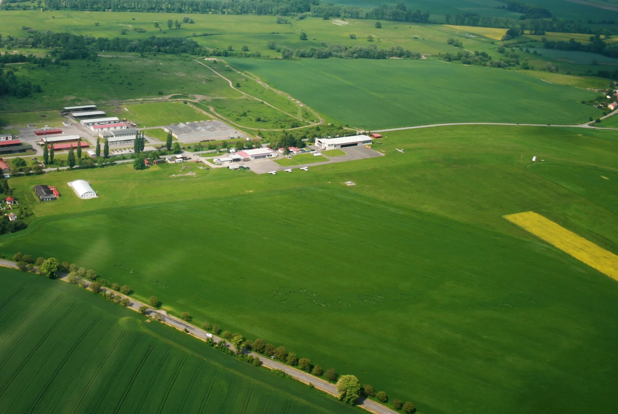 Photo showing: Small sport airport in Jaroměř - Josefov from air, east Bohemia, Czech Republic