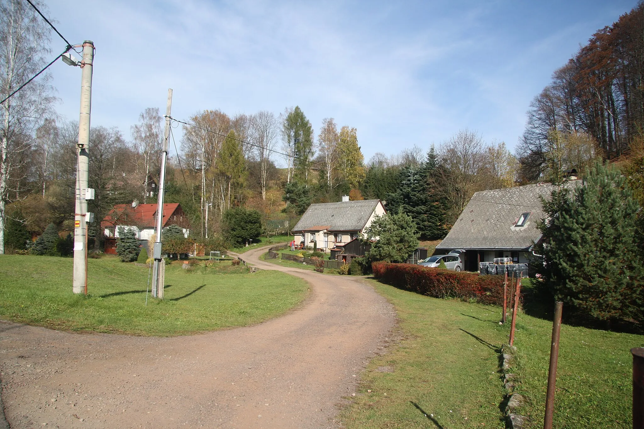 Photo showing: Overview of houses in Horní Teplice, Teplice nad Metují, Náchod District.