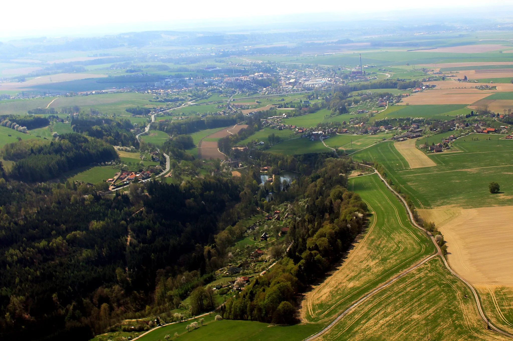 Photo showing: Small town Vamberk from air, eastern Bohemia, Czech Republic