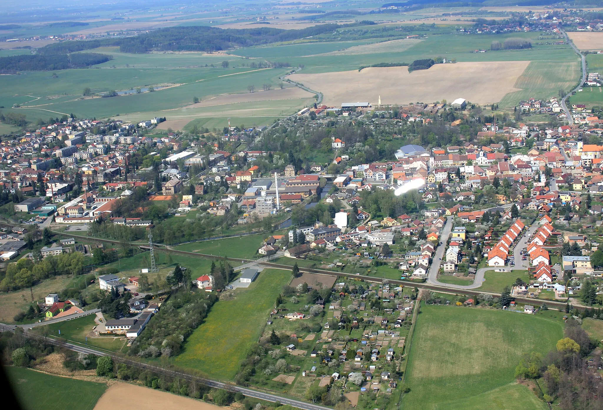 Photo showing: Town Třebechovice pod Orebem from air, eastern Bohemia, Czech Republic