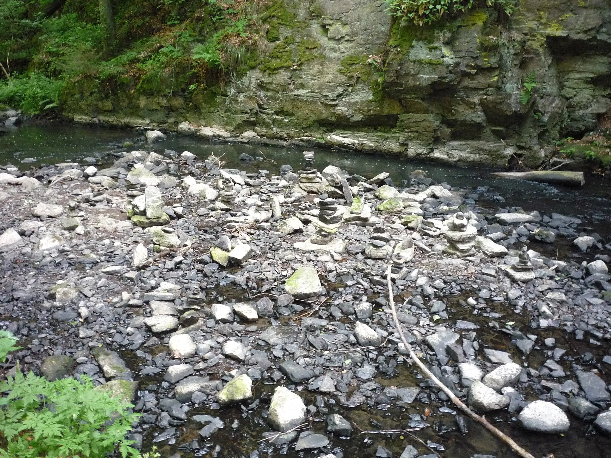 Photo showing: Autor fotografie Jiří Zelenka . Sokolohrady . Naučná stezka CH.K.O Údolím Doubravy -  úsek řeky Doubravy mezi obcí Bílek a městem Chotěboř. Lávka nad řekou Doubravou pod skalním masívem Sokolohrady. V horní části základy historického Sokolohradu a terasa. Rozcestník a památná deska pod Sokolohrady. Město Chotěboř. Okr. Havlíčkův Brod. Kraj Vysočina. Czech