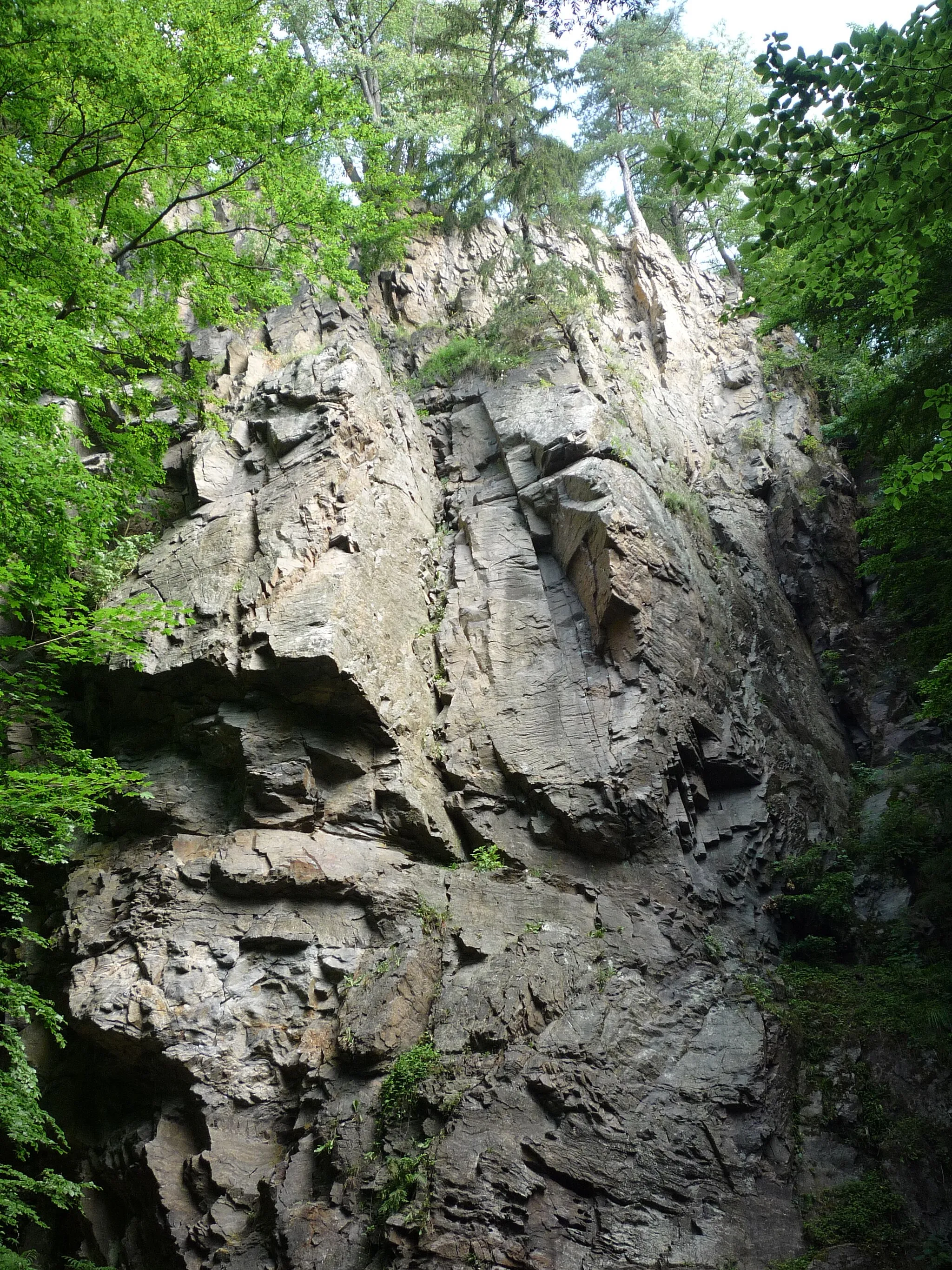 Photo showing: Autor fotografie Jiří Zelenka . Sokolohrady . Naučná stezka CH.K.O Údolím Doubravy -  úsek řeky Doubravy mezi obcí Bílek a městem Chotěboř. Lávka nad řekou Doubravou pod skalním masívem Sokolohrady. V horní části základy historického Sokolohradu a terasa. Rozcestník a památná deska pod Sokolohrady. Město Chotěboř. Okr. Havlíčkův Brod. Kraj Vysočina. Czech