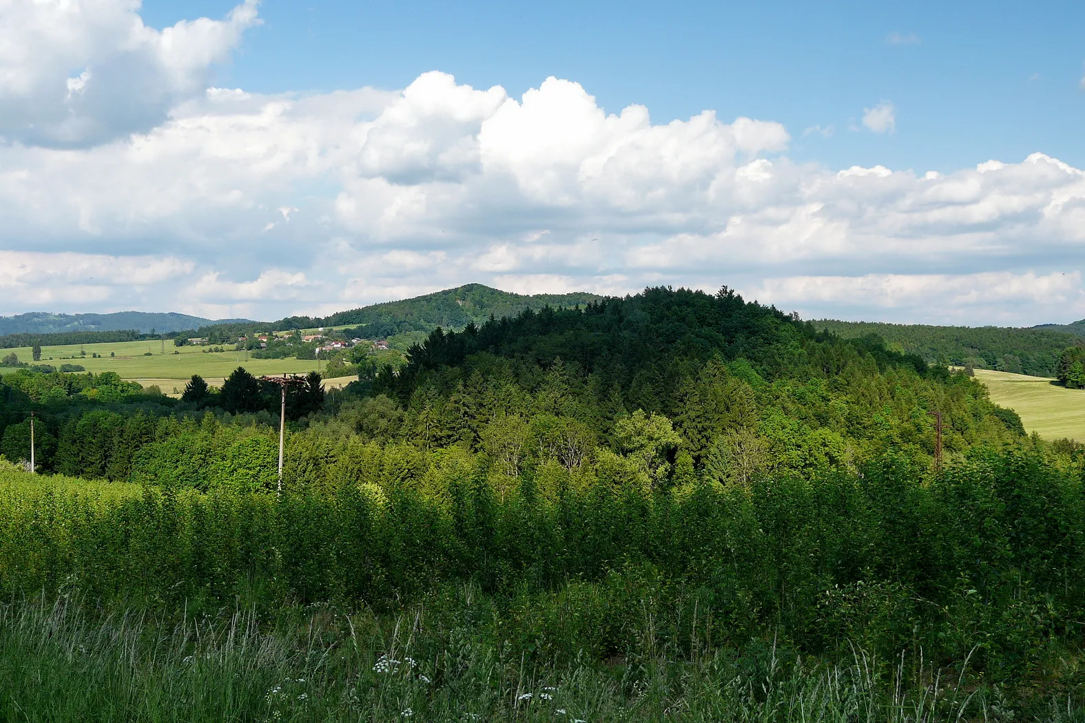 Photo showing: Vrch Hrádek, za ním Velká hora