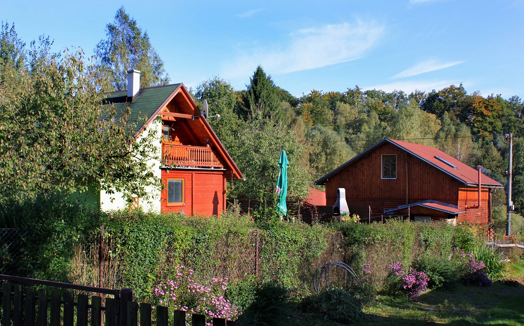 Photo showing: Small houses in Mlýnice, part of Nová Ves, Czech Republic