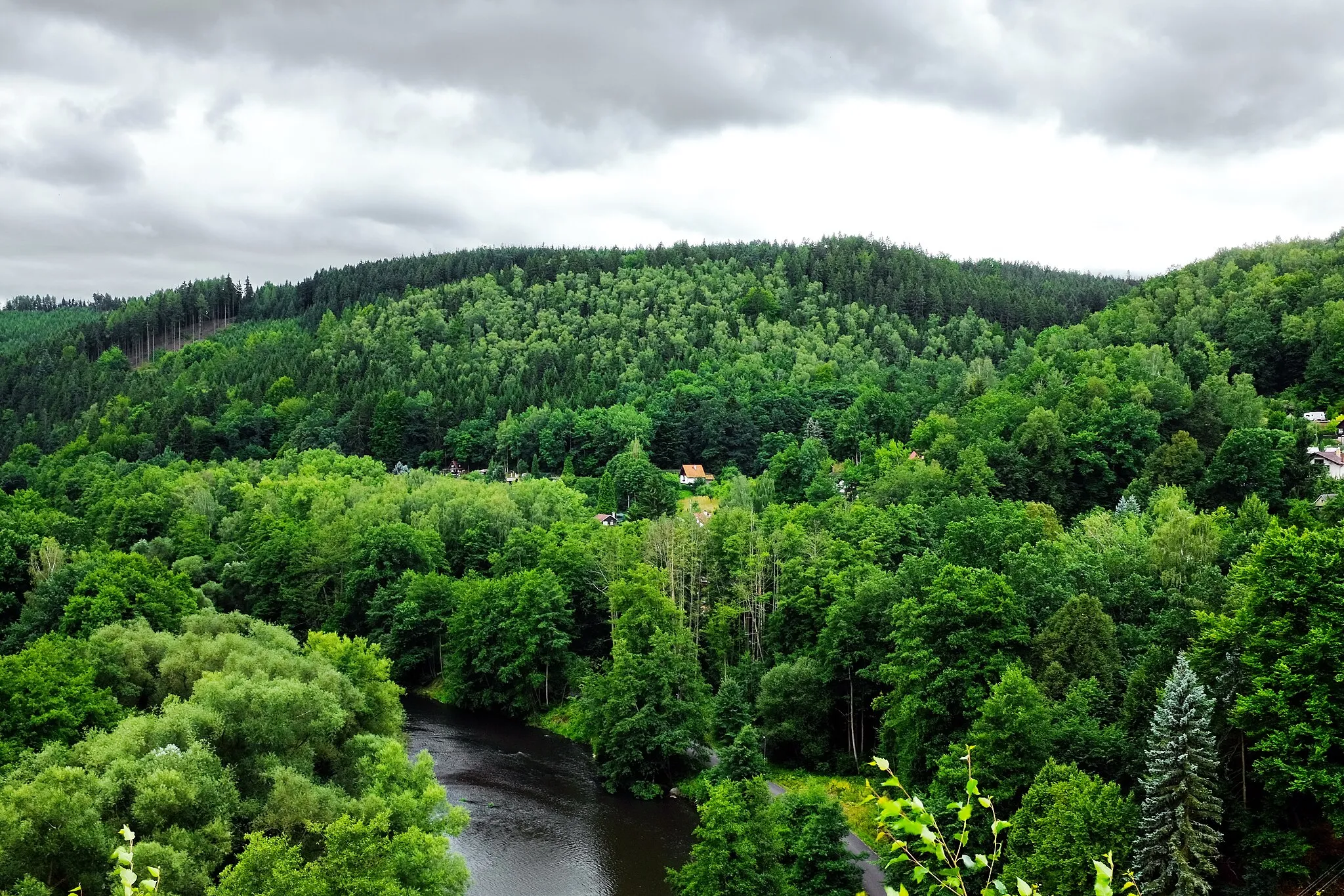 Photo showing: Pohled na Slavkovský les nad Tašovicemi, okres Karlovy Vary