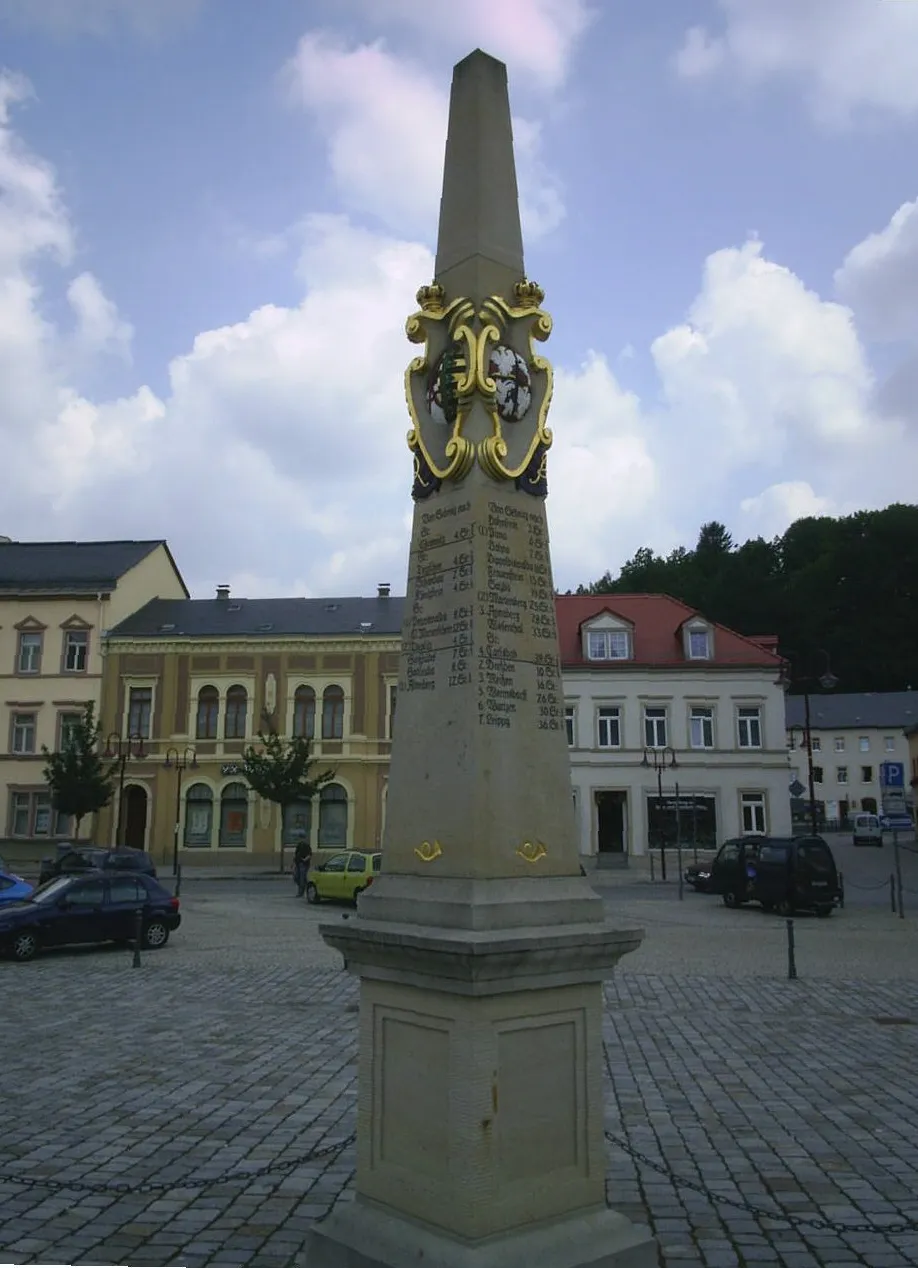 Photo showing: Saxon Milestone in Sebnitz, Saxony, Germany