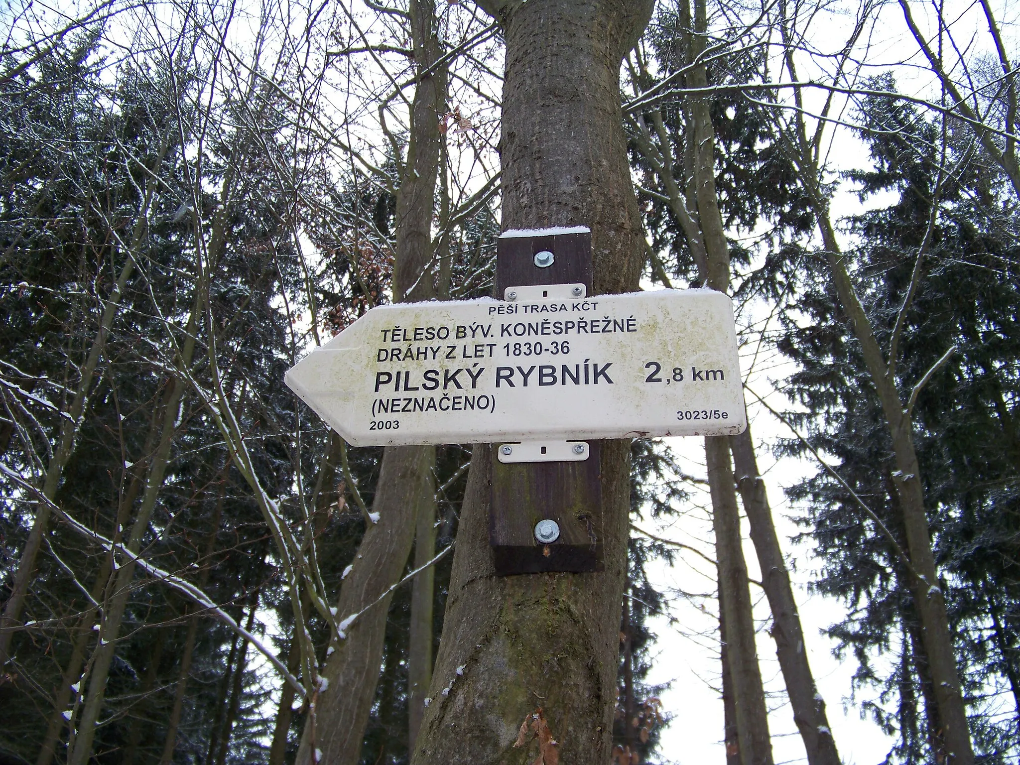 Photo showing: Lány, Kladno District, Central Bohemian Region, the Czech Republic. The former Lány horse-drawn railway.