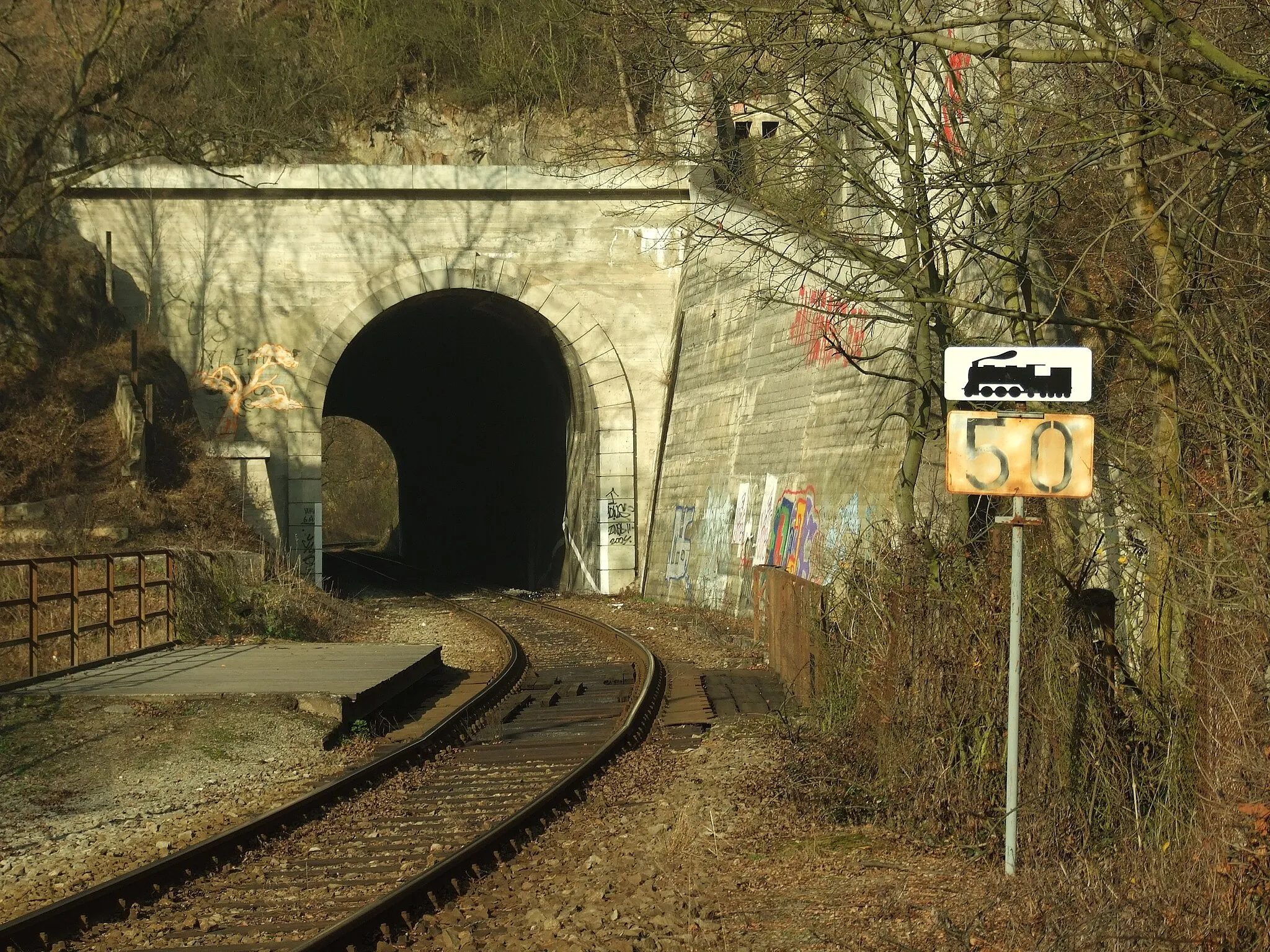 Photo showing: Rail tunnel in Davle-Libřice, Central Bohemian Region CZ