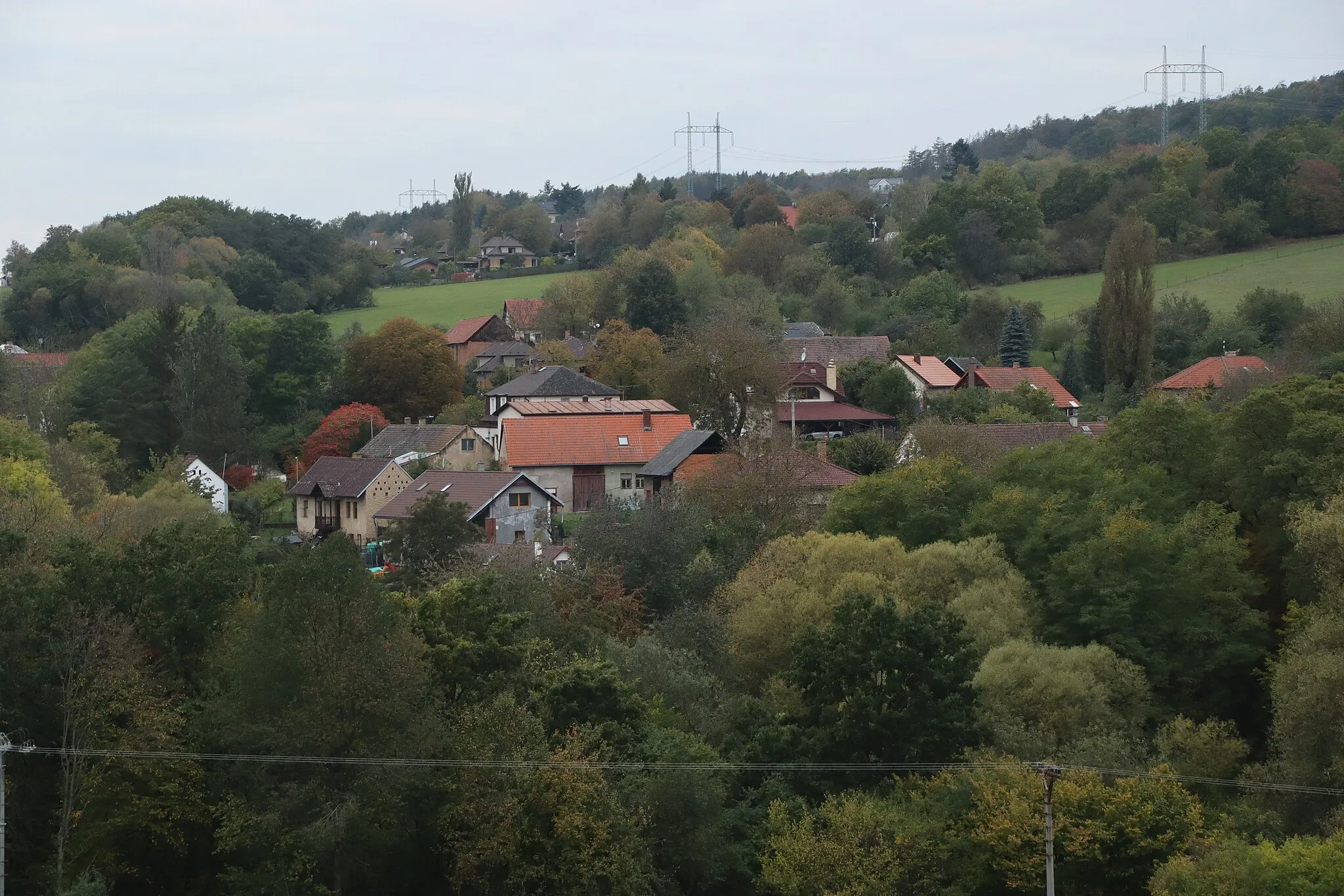 Photo showing: Overview of Třebsín, Krňany, Benešov District.
