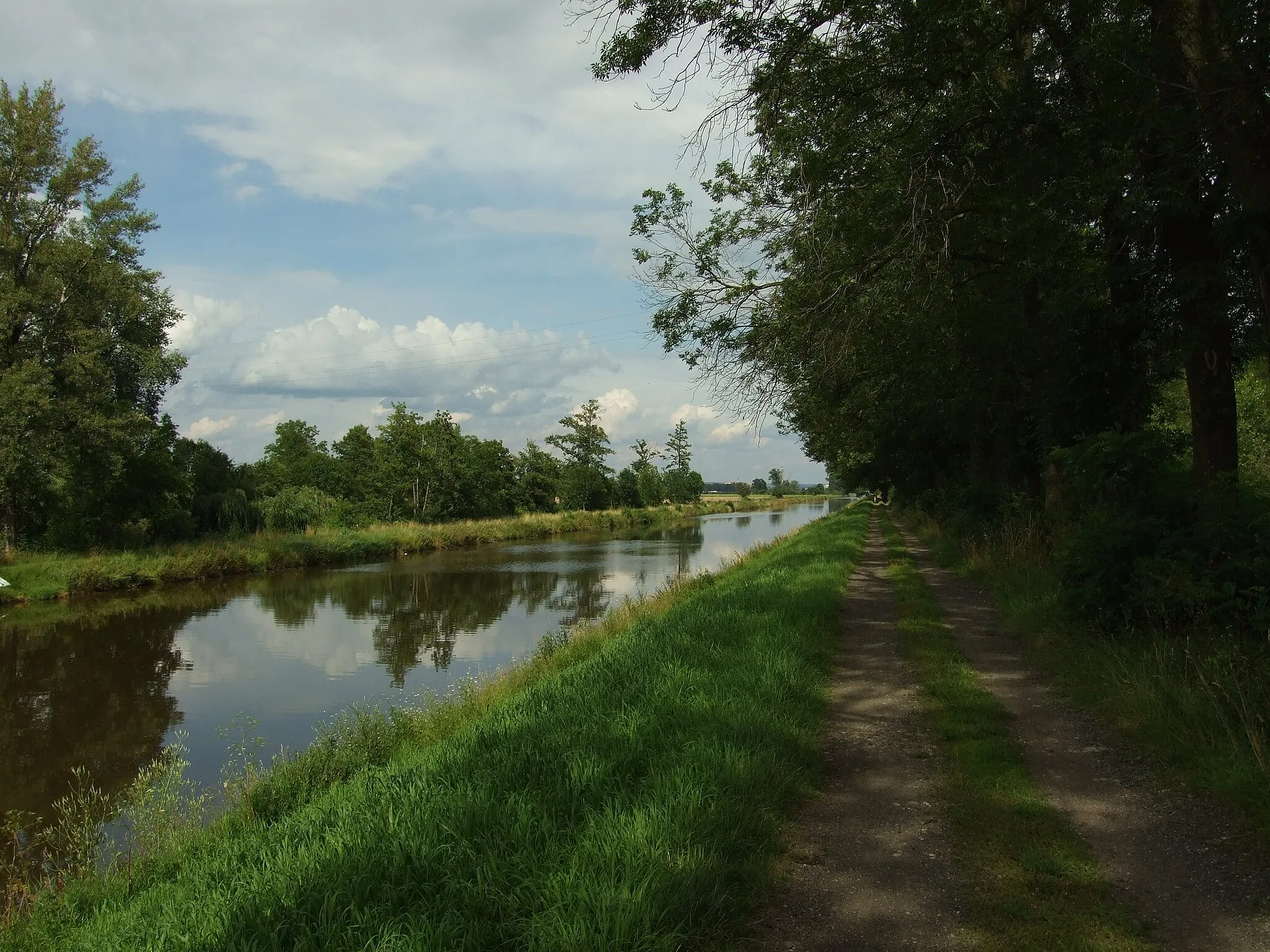 Photo showing: Vraňany-Hořín canal near Vraňany, Central Bohemian Region, CZ