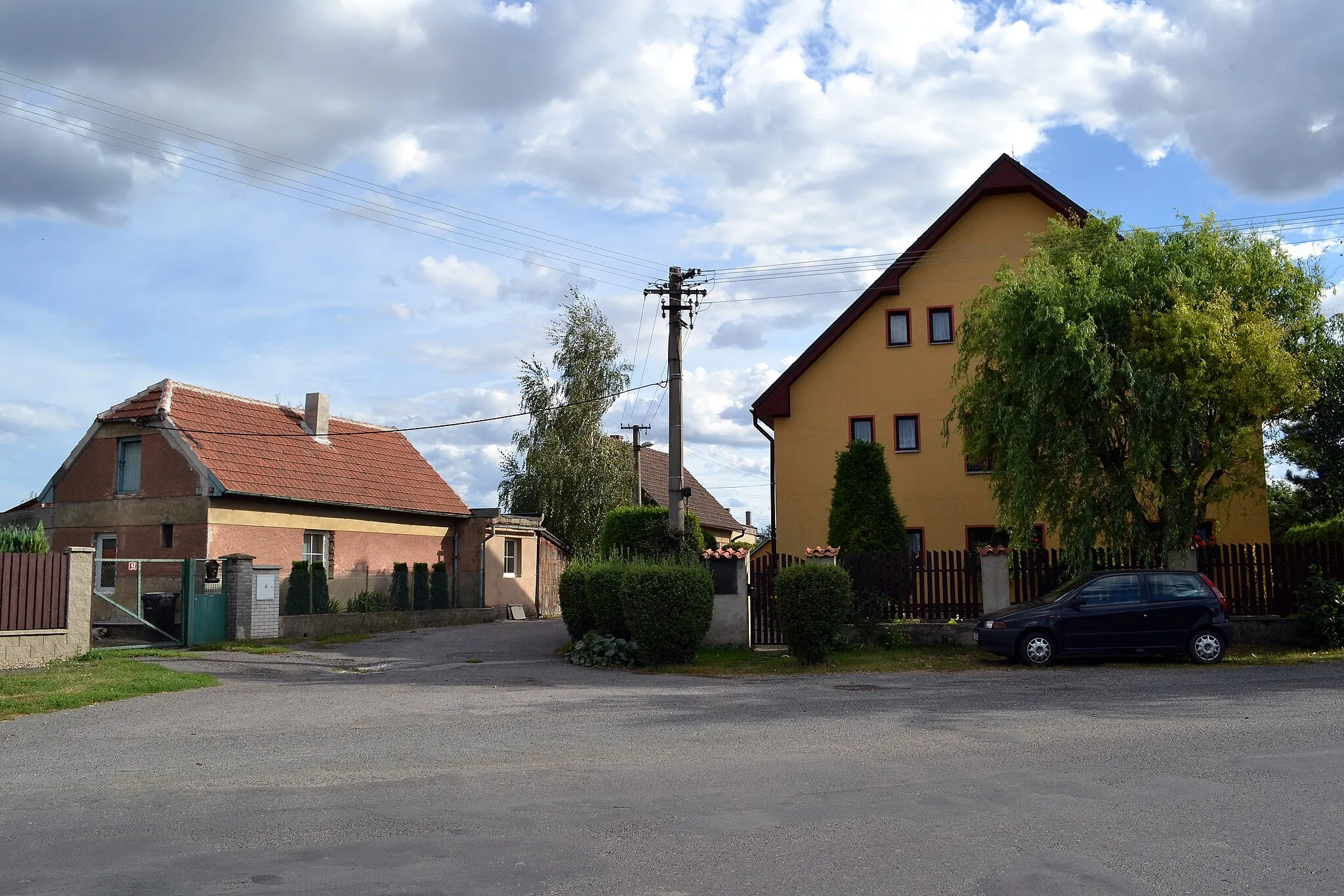 Photo showing: The main street in the village Lichoceves, Central Bohemian Region, Czech Republic.