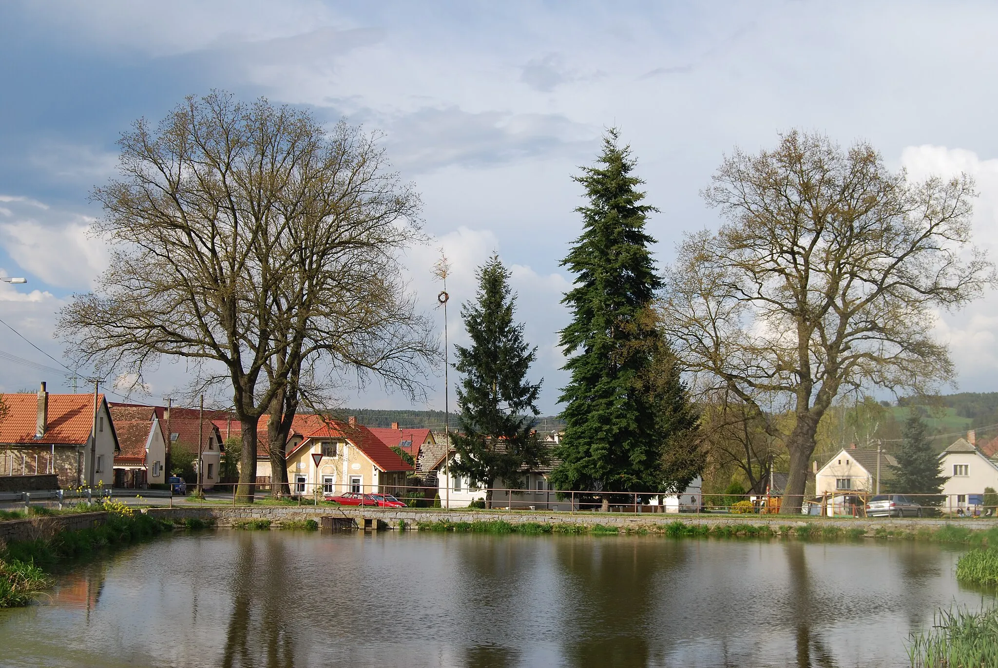 Photo showing: Rybník na návsi. Obec Nedrahovice v okrese Příbram, kraj Středočeský. Česká republika.