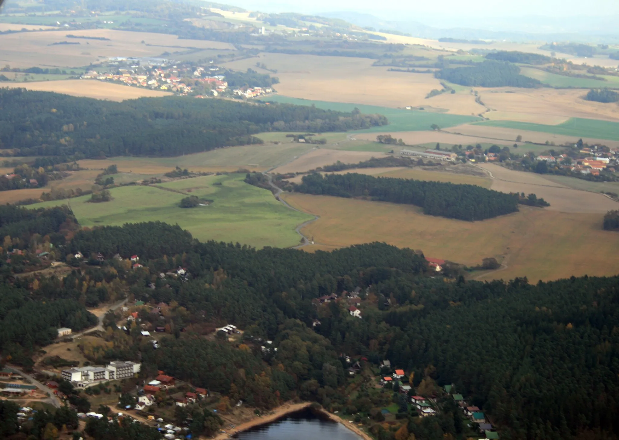 Photo showing: Air photo of villages Kamenice and Voltýřov part of Klučenice in Příbram district, south Bohemia, Czech Republic