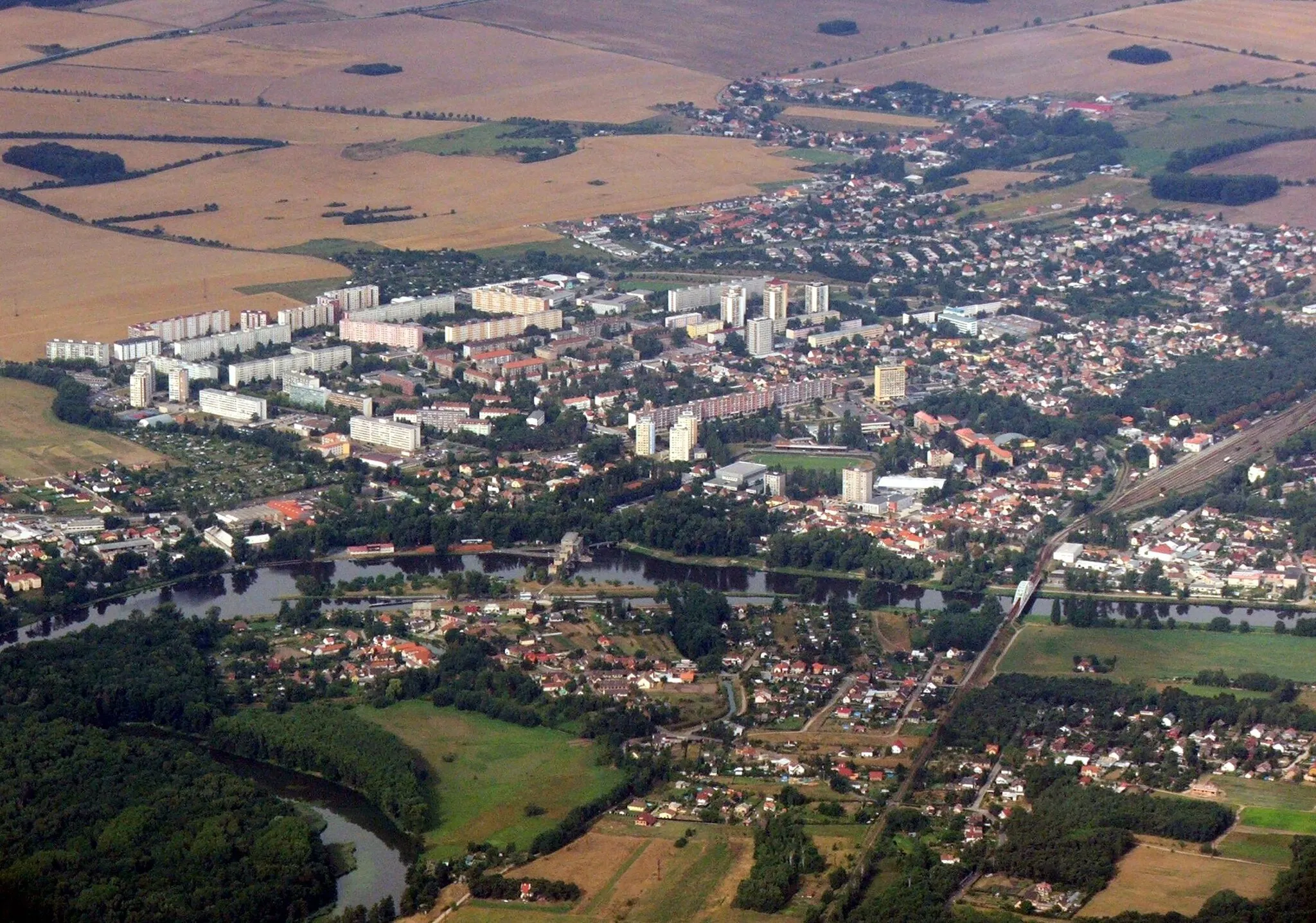 Photo showing: Aerial view of Neratovice, Czechia