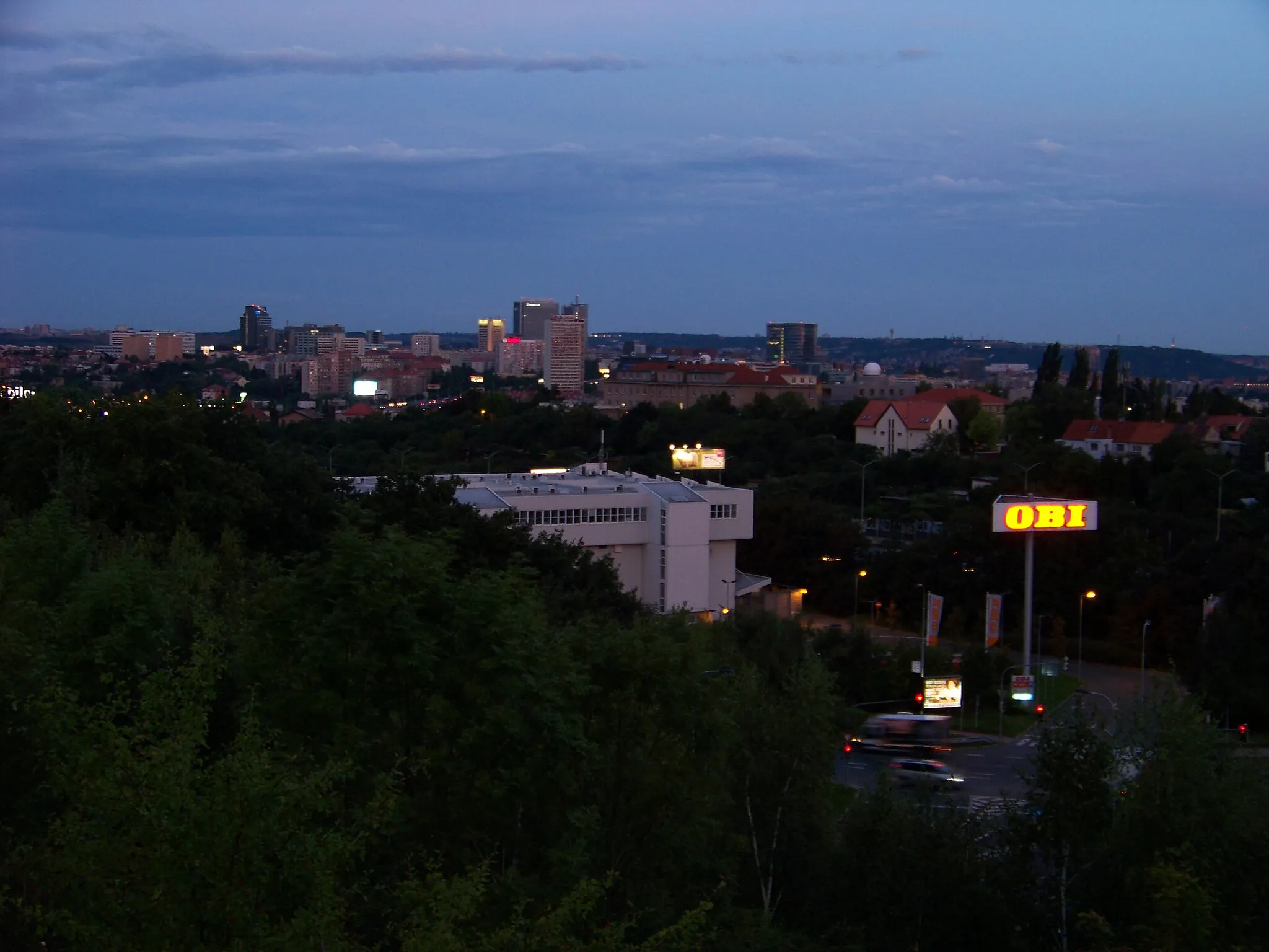 Photo showing: Prague, the Czech Republic. A view from earth berm near Roztyly. Pankrác.