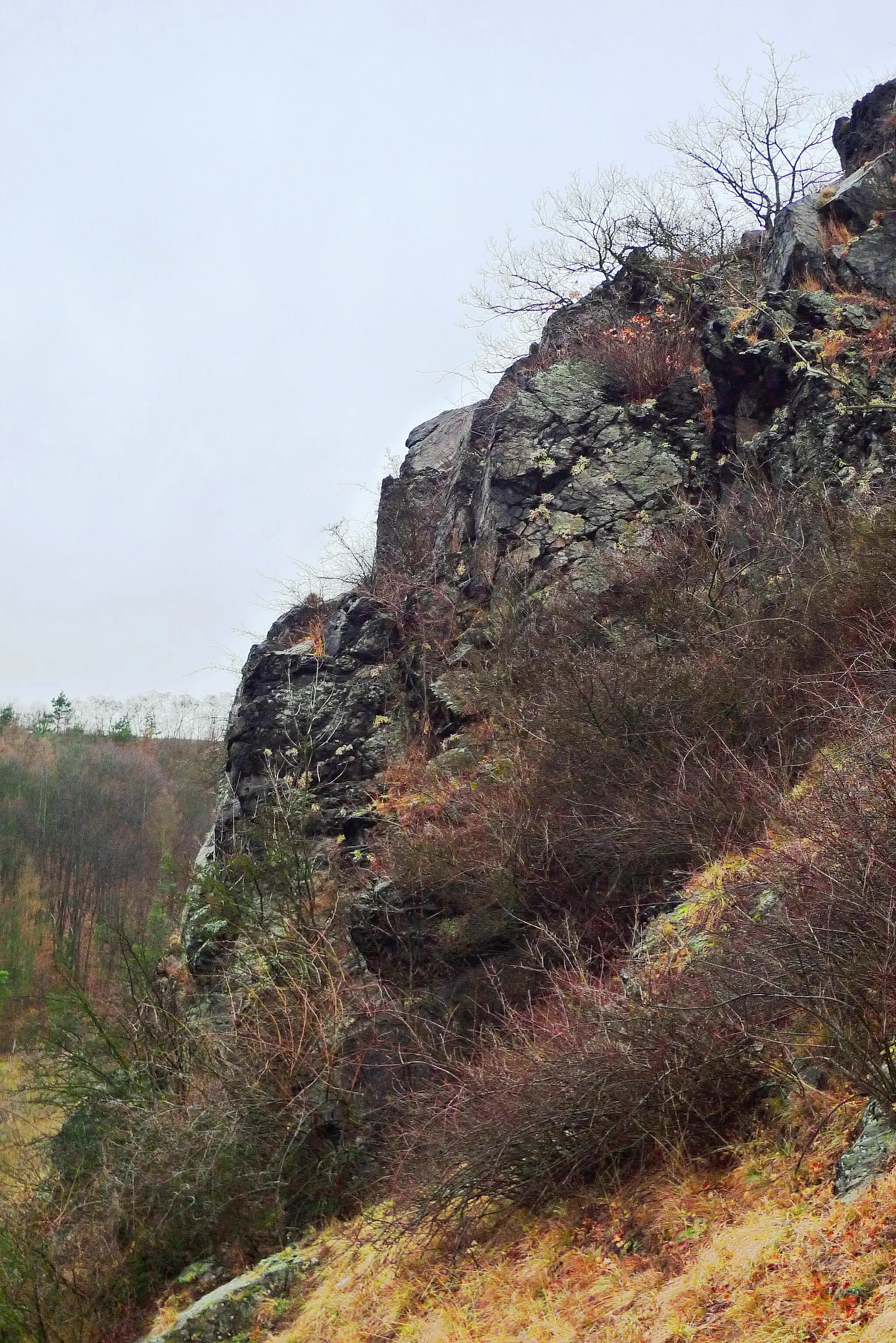 Photo showing: Natural monument Otvovická skála in Otvovice, Kladno District.