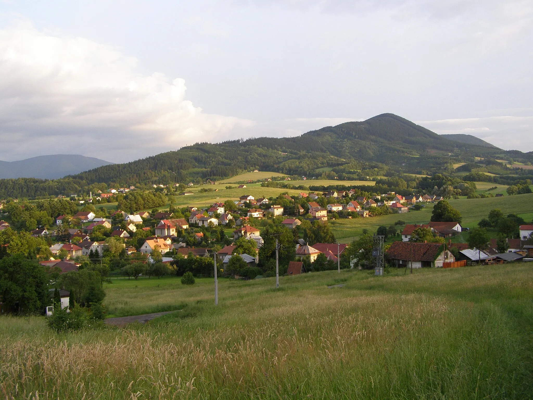 Photo showing: Metylovice, pohled z lokality Lišky na severní stranu vrcholu Ondřejník (890 m)