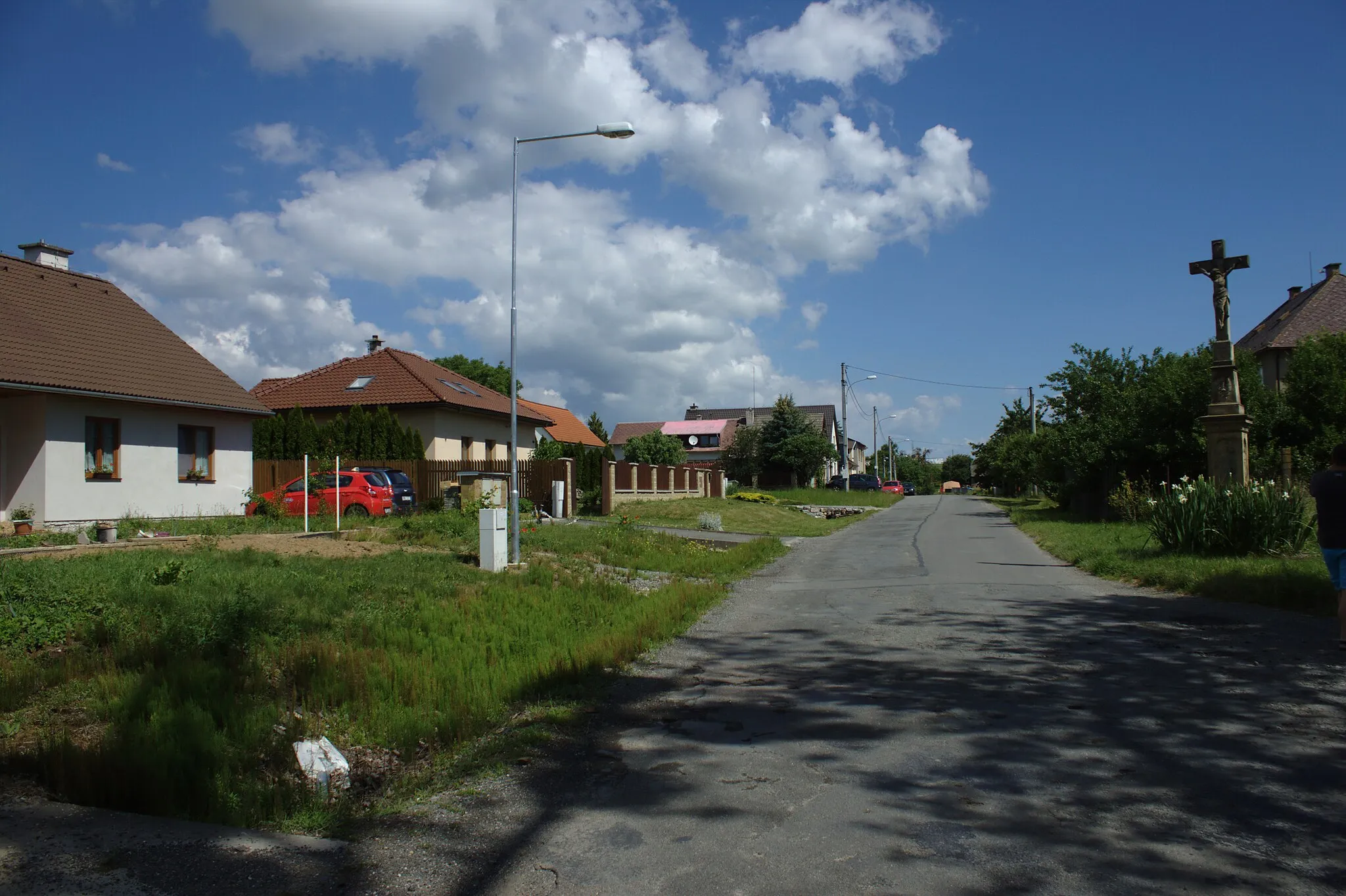 Photo showing: Buildings at the main road in the village of Podolí, Olomouc Region, CZ