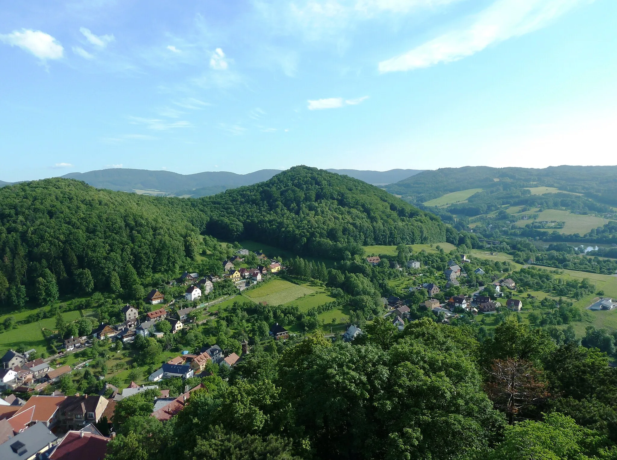 Photo showing: The hill Kotouč in town Štramberk (north Moravia, Czech Republic). View from the Štramberk Castle.