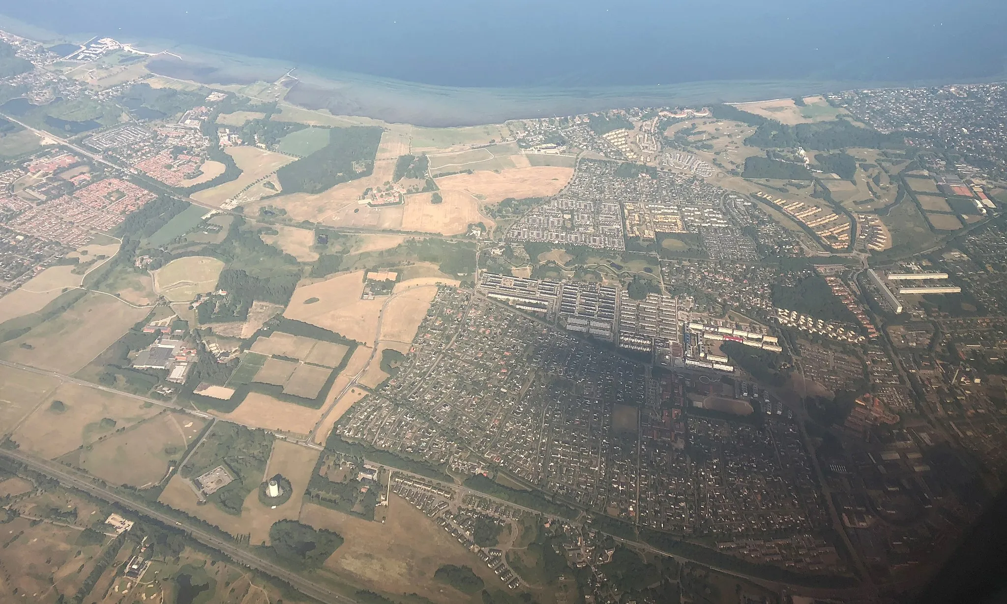 Photo showing: Aerial view over a northeastern part of the island Zealand (Sjælland) north of Copenhagen in Denmark.