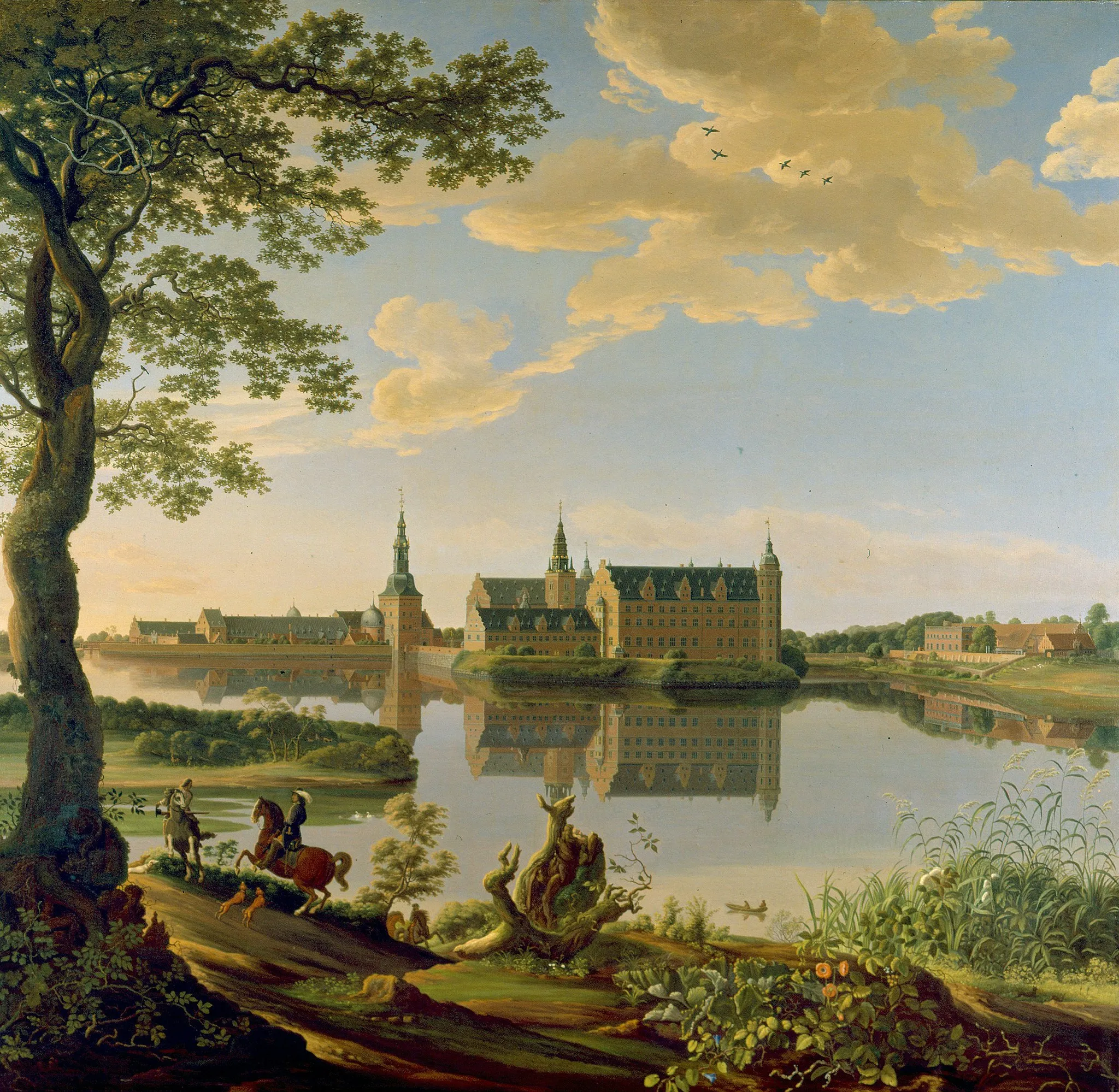 Photo showing: Frederiksborg Castle with Frederick III on horseback. Gripsholm Castle.