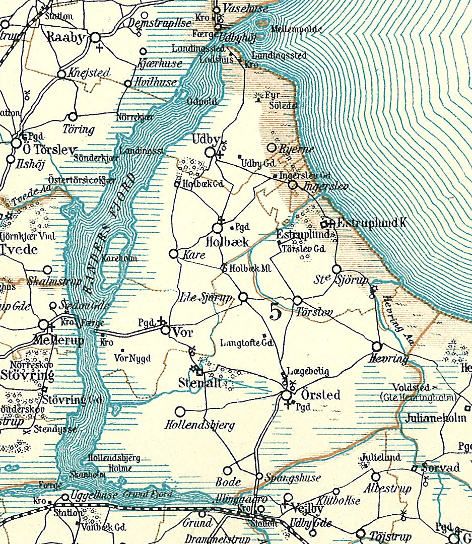 Photo showing: Map of the western part of Randers County in Denmark