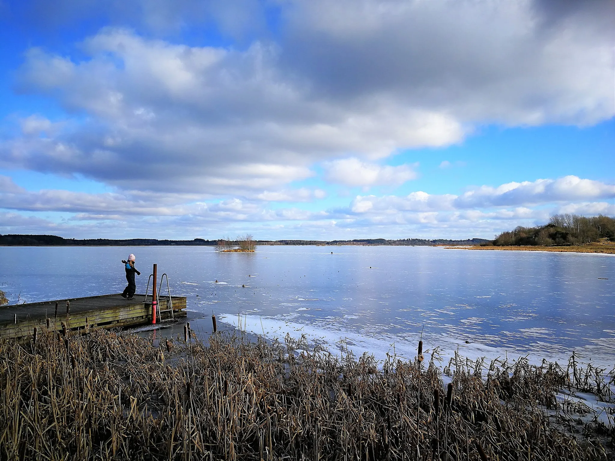 Photo showing: Bøllingsø i februar, med is på; set mod øst