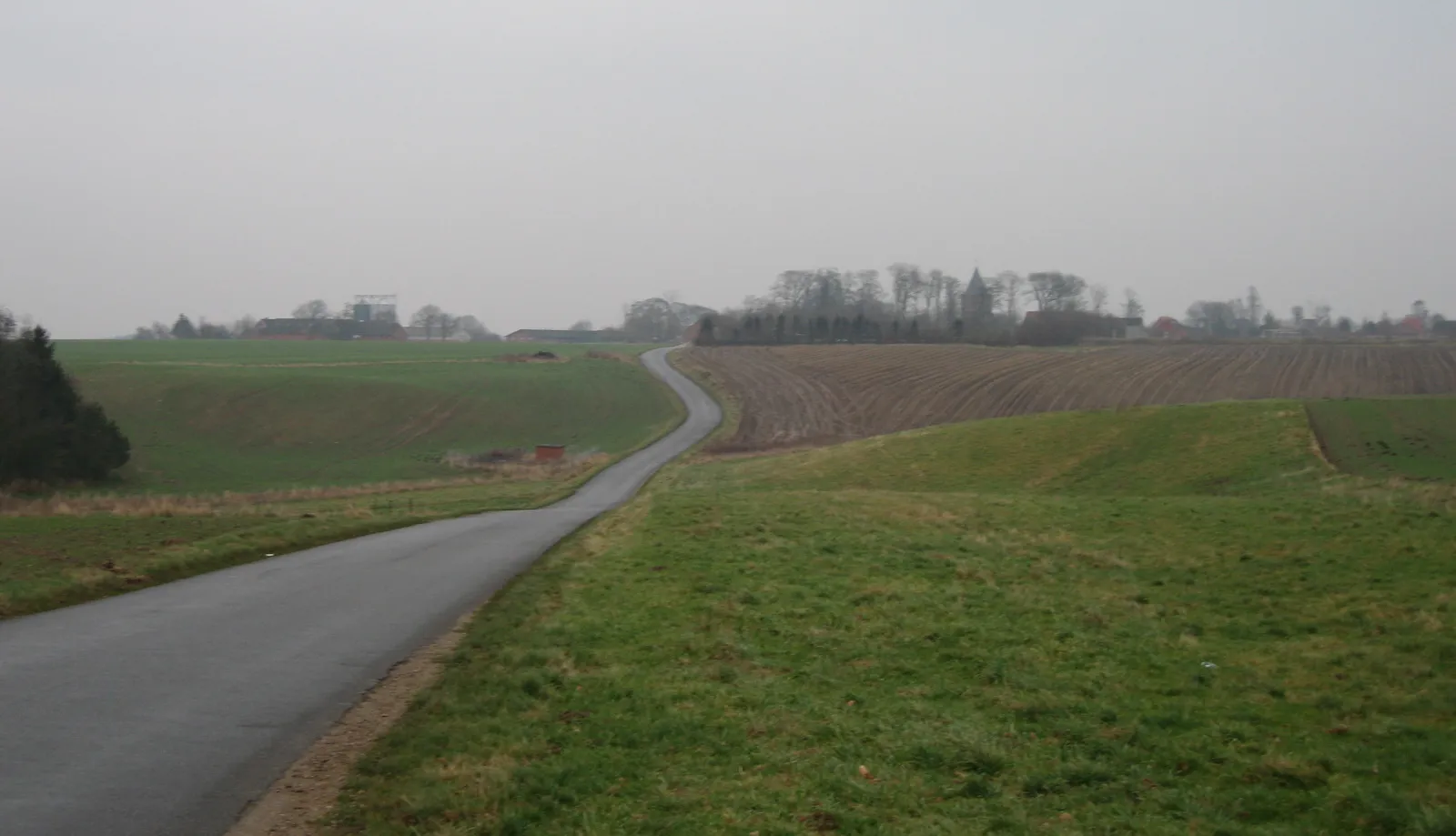 Photo showing: Road in da:Vellev in fog.