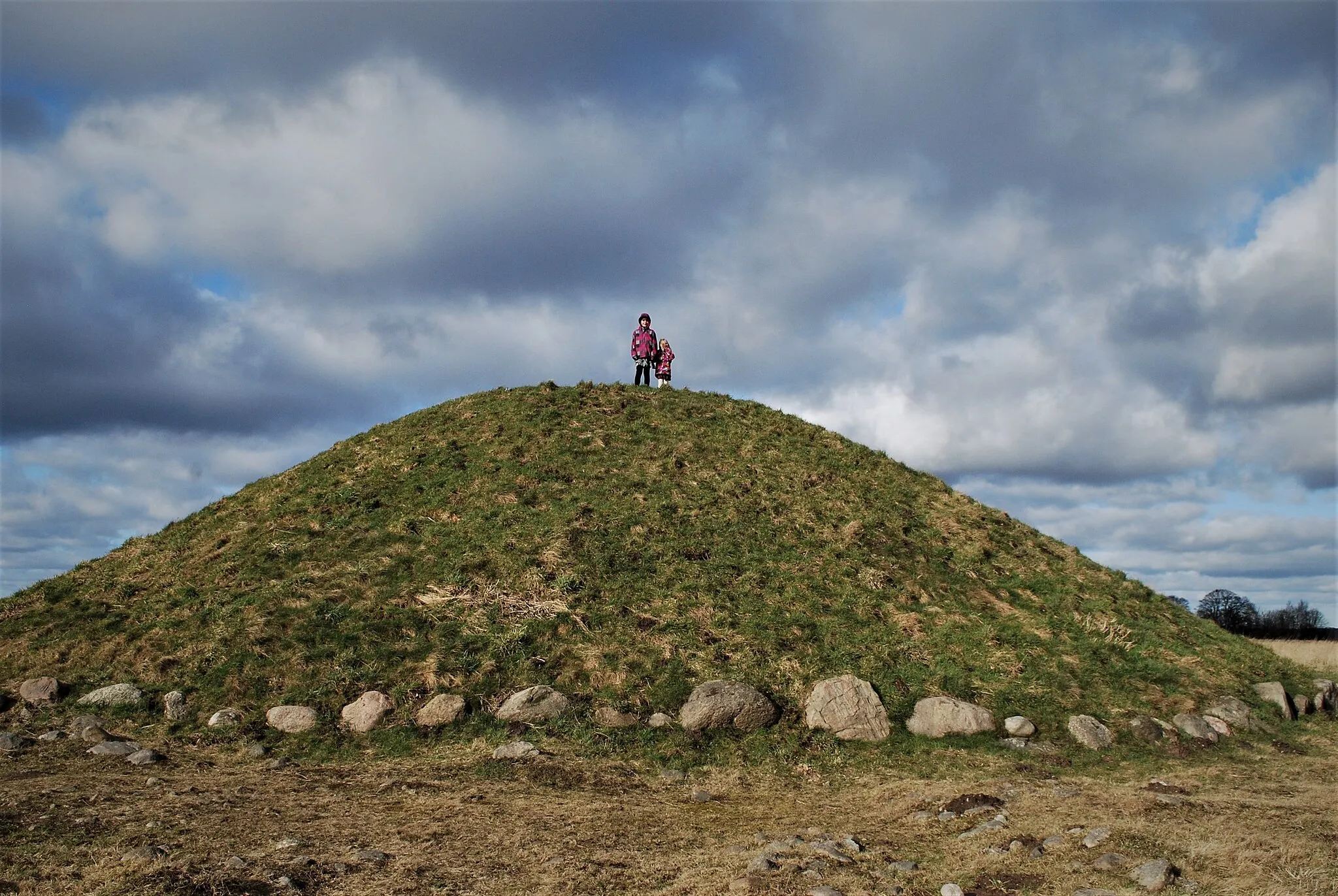 Photo showing: The large barrow Borum Eshøj near Århus lay on a hill with a wide view. In 1871 parts of the mound were being removed and the first grave was found. In it lay the body of an elderly woman. During a more extensive excavation in 1875 two coffins were found containing the remains of two men.