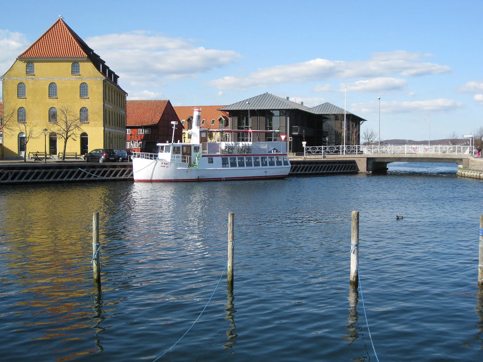 Photo showing: The habour of the town Skælskør. The town is located in West Zealand, Denmark.