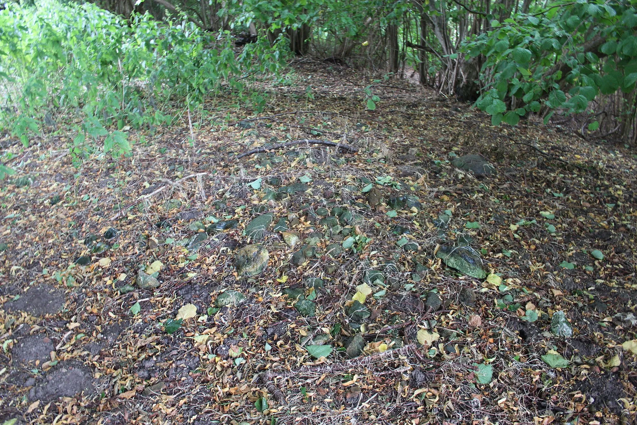 Photo showing: Pebbles and remains from the castle on Borgø.