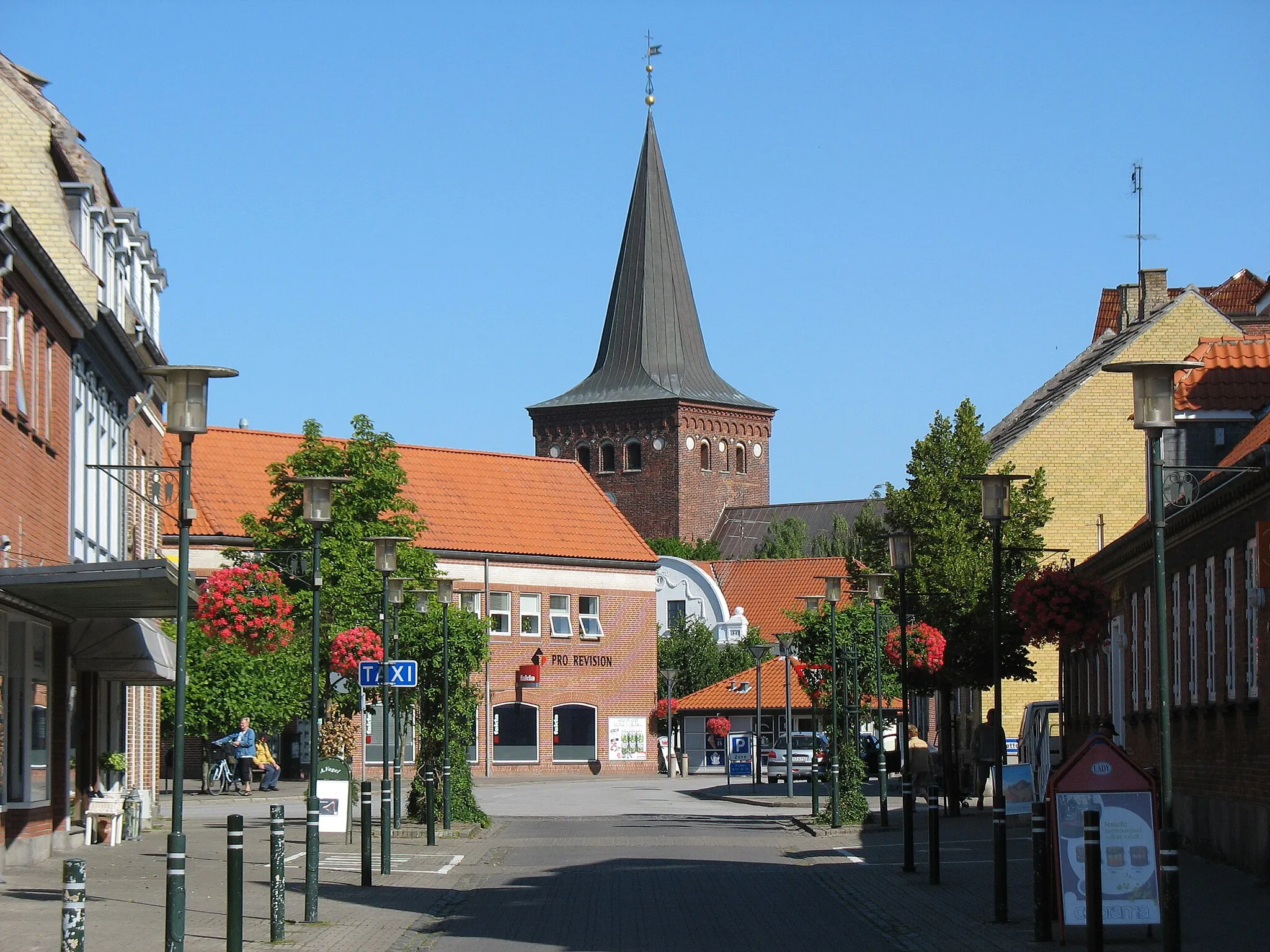 Photo showing: At the pedestrian street in the small town "Sakskøbing". The town is located on the island Lolland in east Denmark.