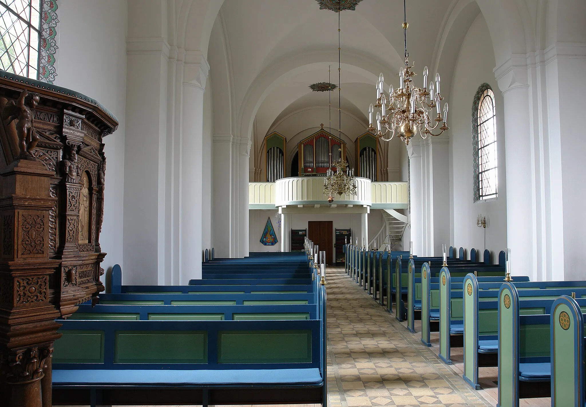 Photo showing: Kirche von Ugerløse, Dänemark (West-Seeland). Die Orgel wurde von der Fa. A. H. Busch & Söhne (Kopenhagen) im Jahre 1884 gebaut