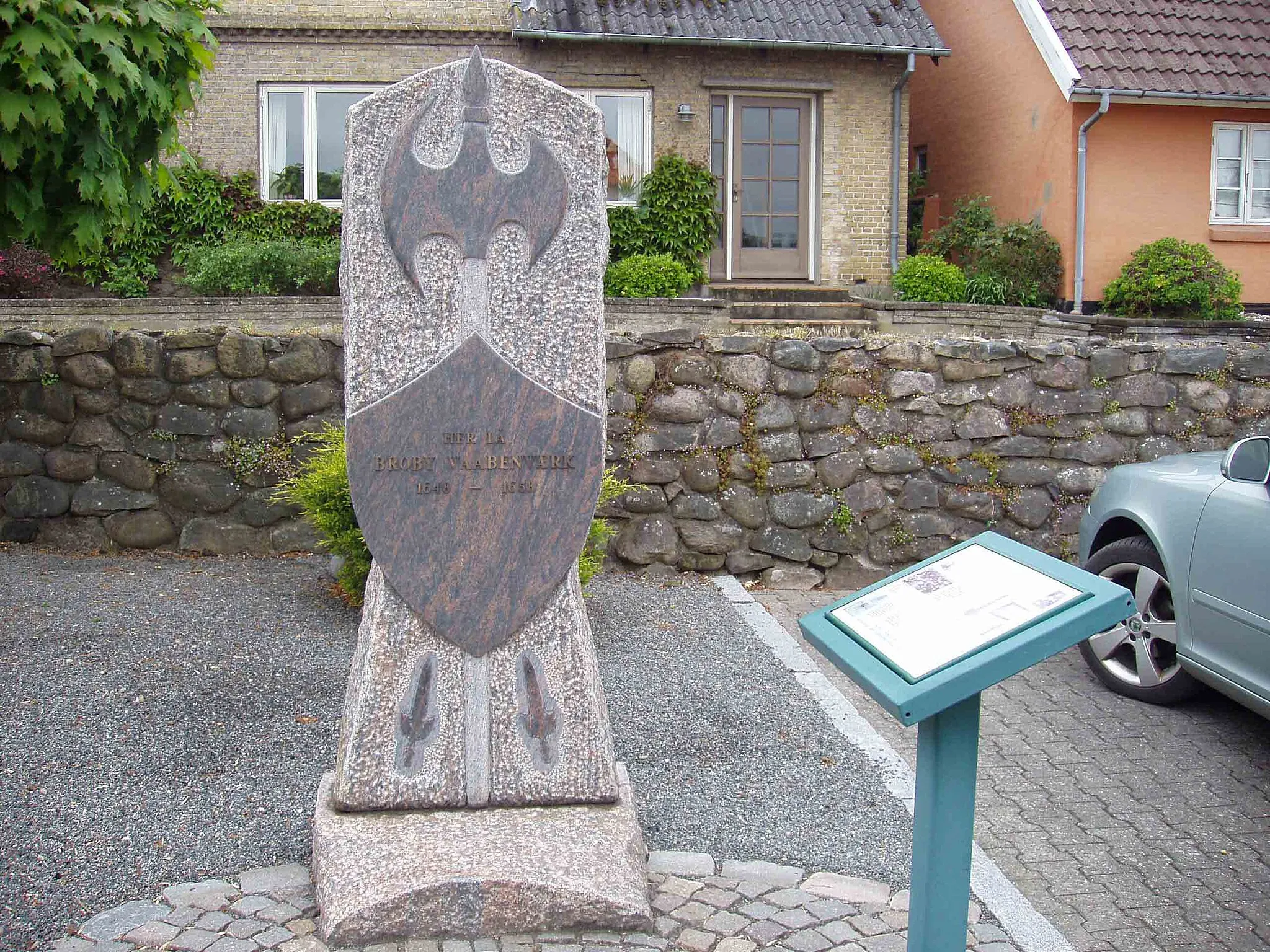 Photo showing: Mindesten på stedet hvor Broby Værk lå