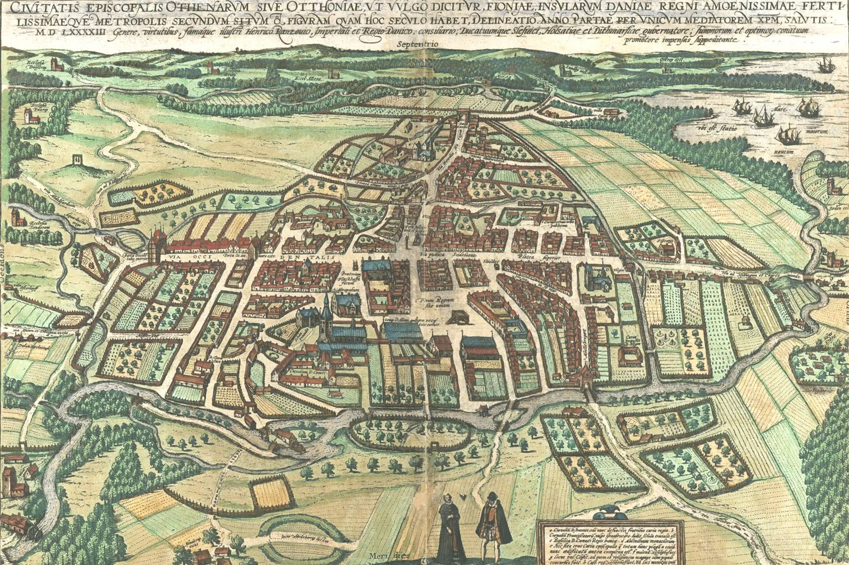 Photo showing: Engraving of Odense from Braun & Hogenberg: Civitates Orbis Terrarum 1593.