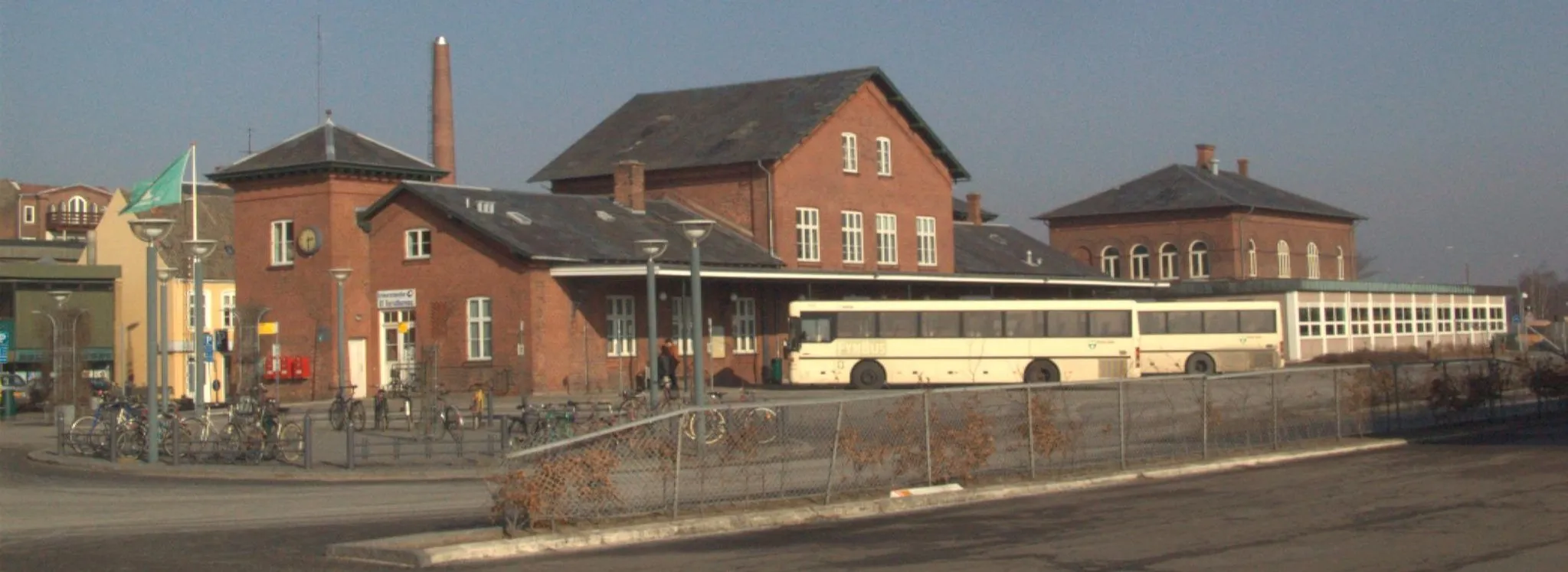 Photo showing: The former railroad station in Fåborg, Funen, Denmark.  It is now a bus station.