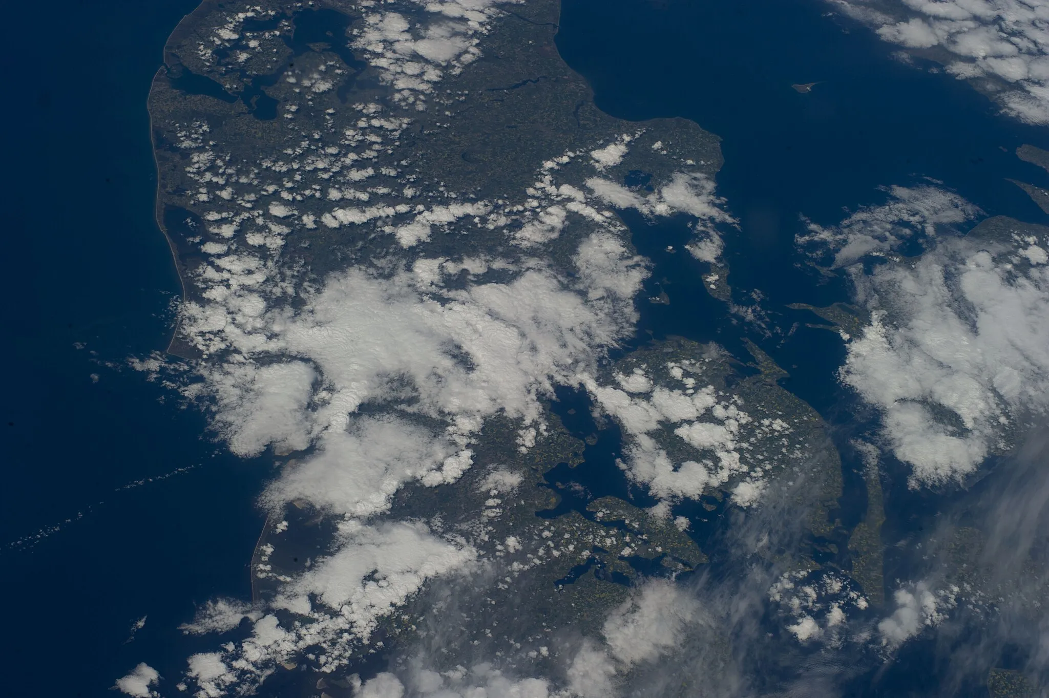 Photo showing: View of Denmark taken during ISS Expedition 39.