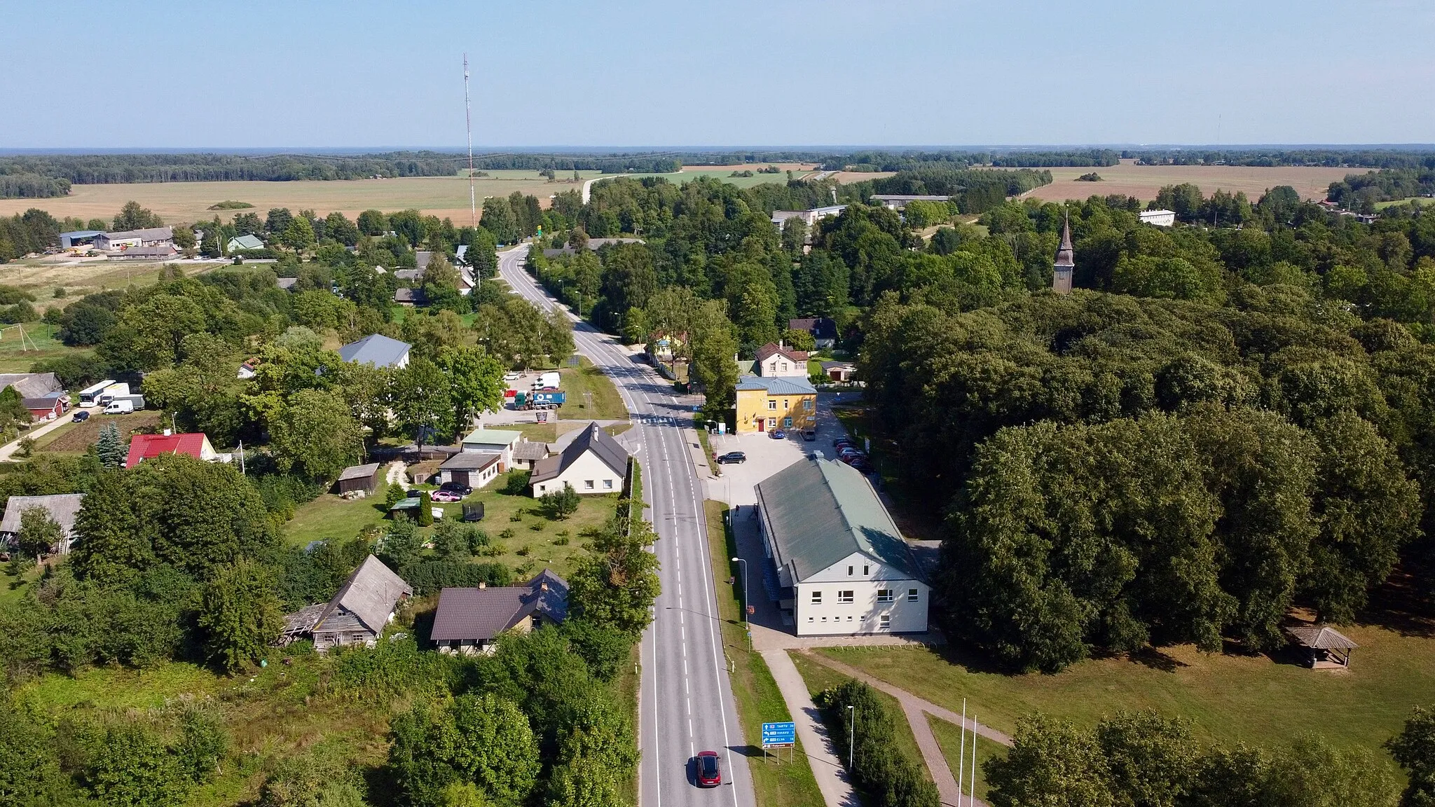 Photo showing: Aerial view of Puhja in August 2022