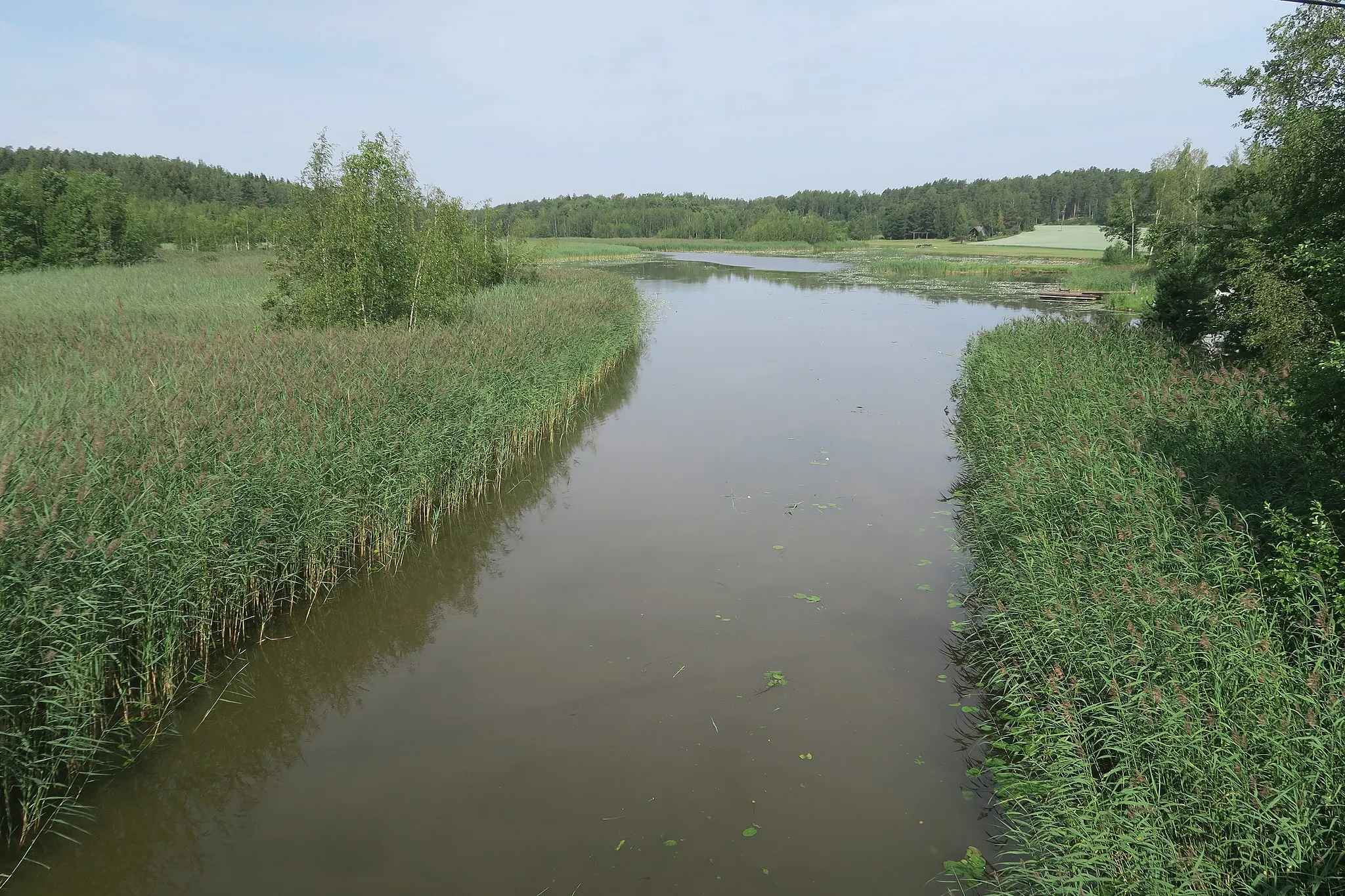 Photo showing: Vehmassalmen Isosalmea Ristikylän sillalta pohjoiseen. Isosalmi on Vehmassalmen merenlahden itäisempi Haara Vehmaalla Varsinais-Suomessa. Kapea Vehmassalmen merenlahti ulottuu Mynälahdelta 9 kilometriä sisämaahan.