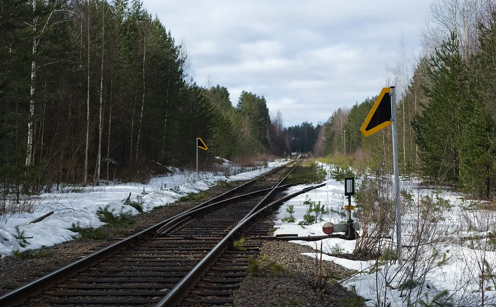 Photo showing: Lahti–Heinola railway in Jyränkö, Heinola, Finland