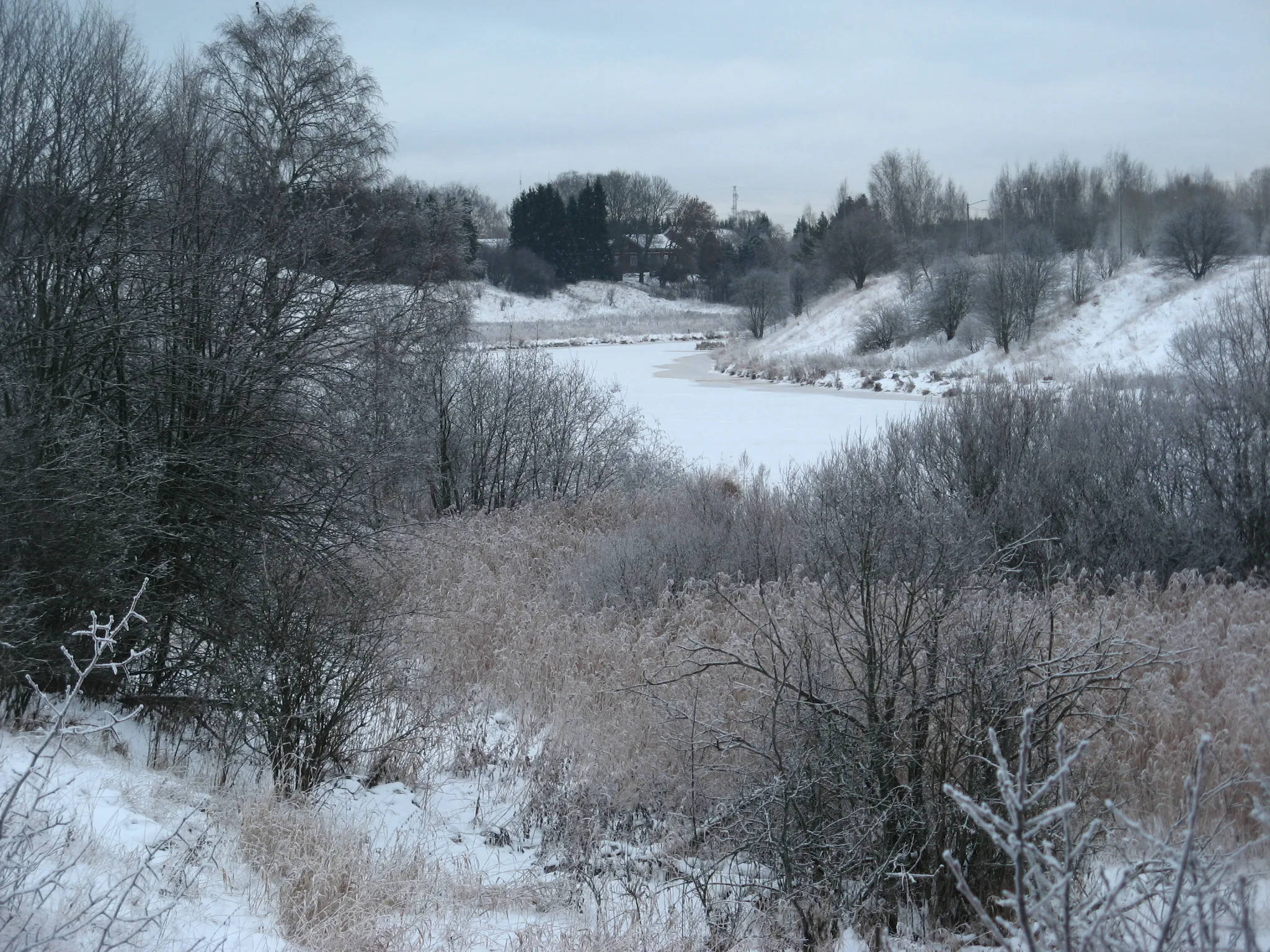 Photo showing: Banks of Aura River in winter.