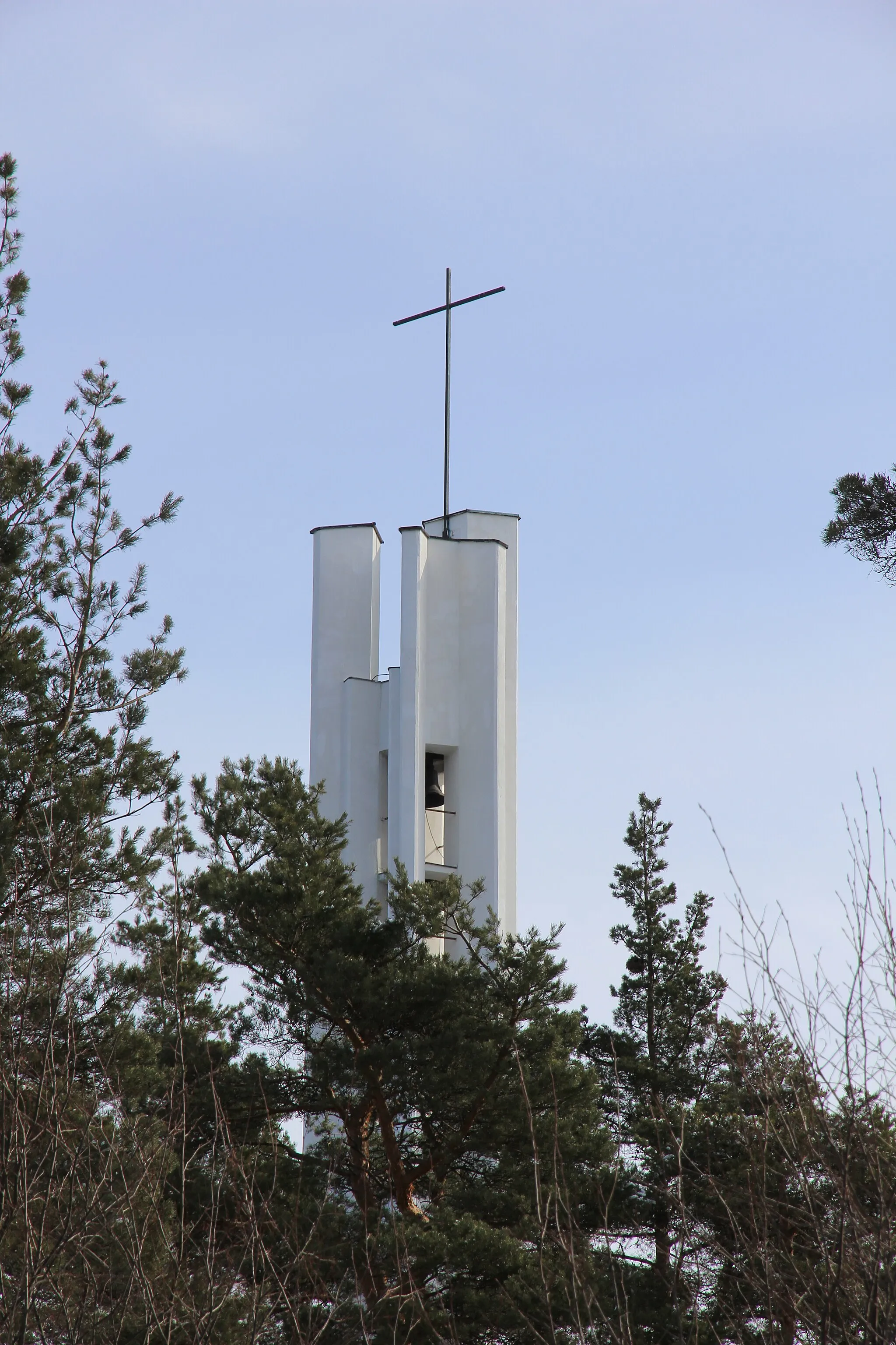 Photo showing: Top of the belltower of the Church of the three crosses in Imatra.