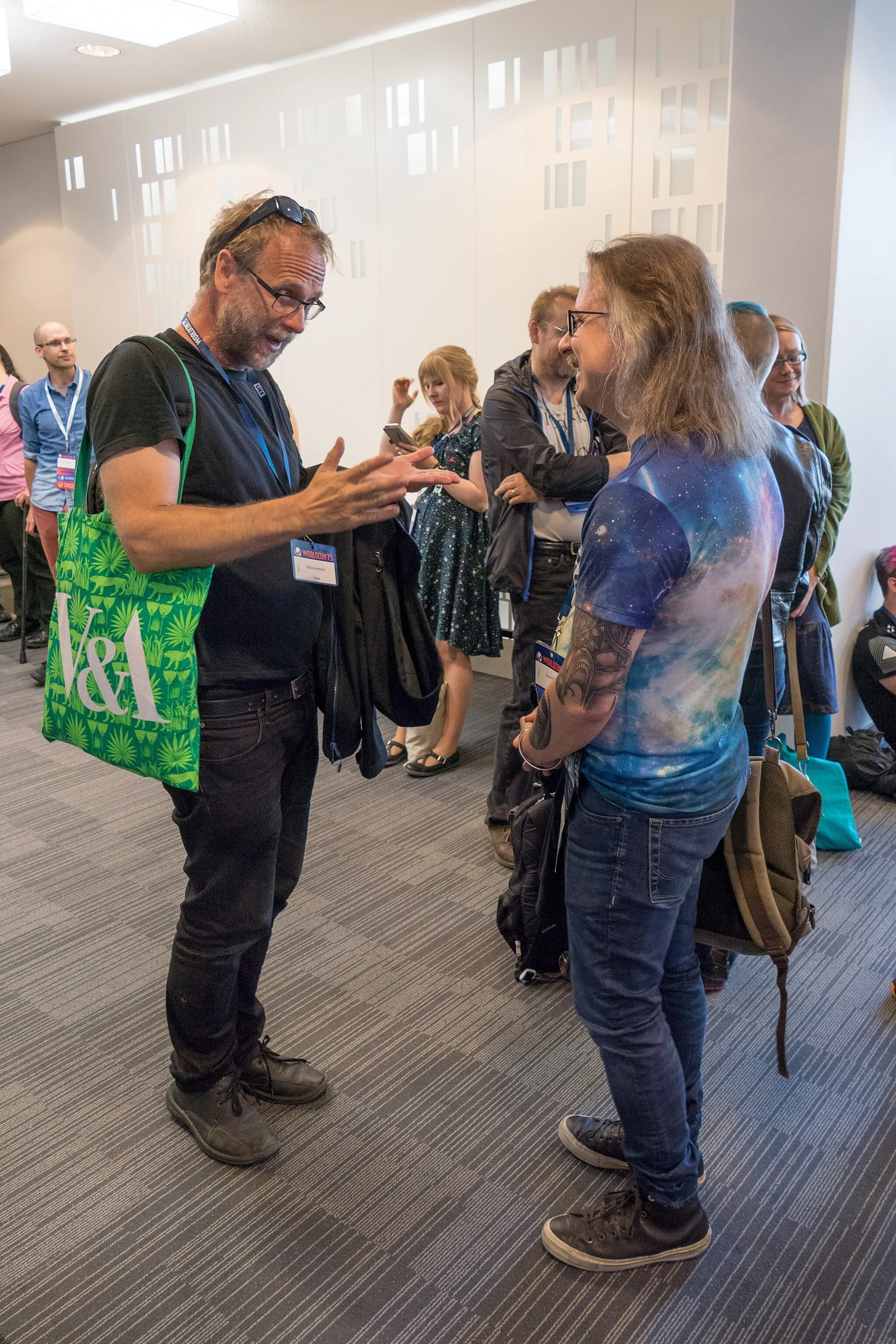 Photo showing: World Science Fiction Convention in Helsinki, 2017.
Risto Isomäki and Jussi Ahlroth