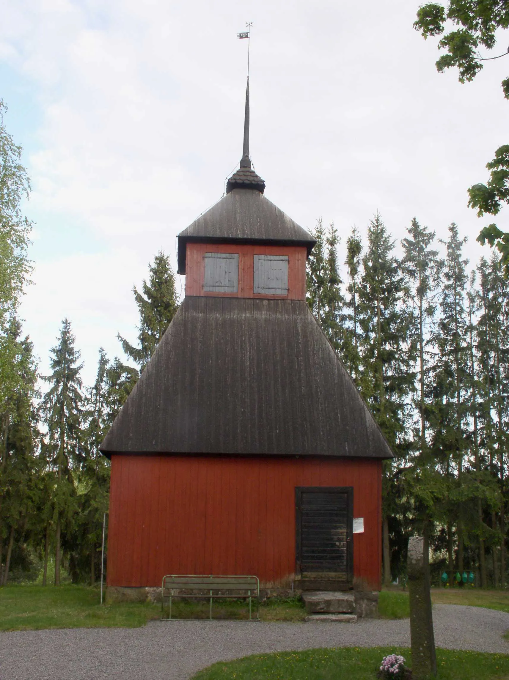 Photo showing: Bell tower of the Rusko church in Rusko, Finland.