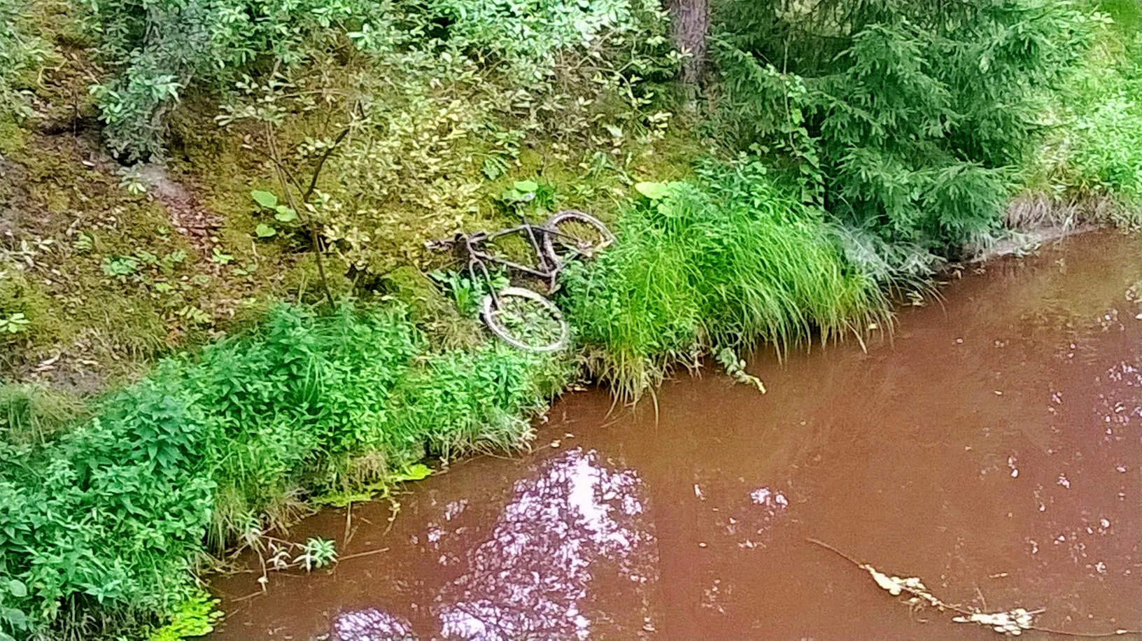 Photo showing: Old rushed Bicycle abandoned on the River side