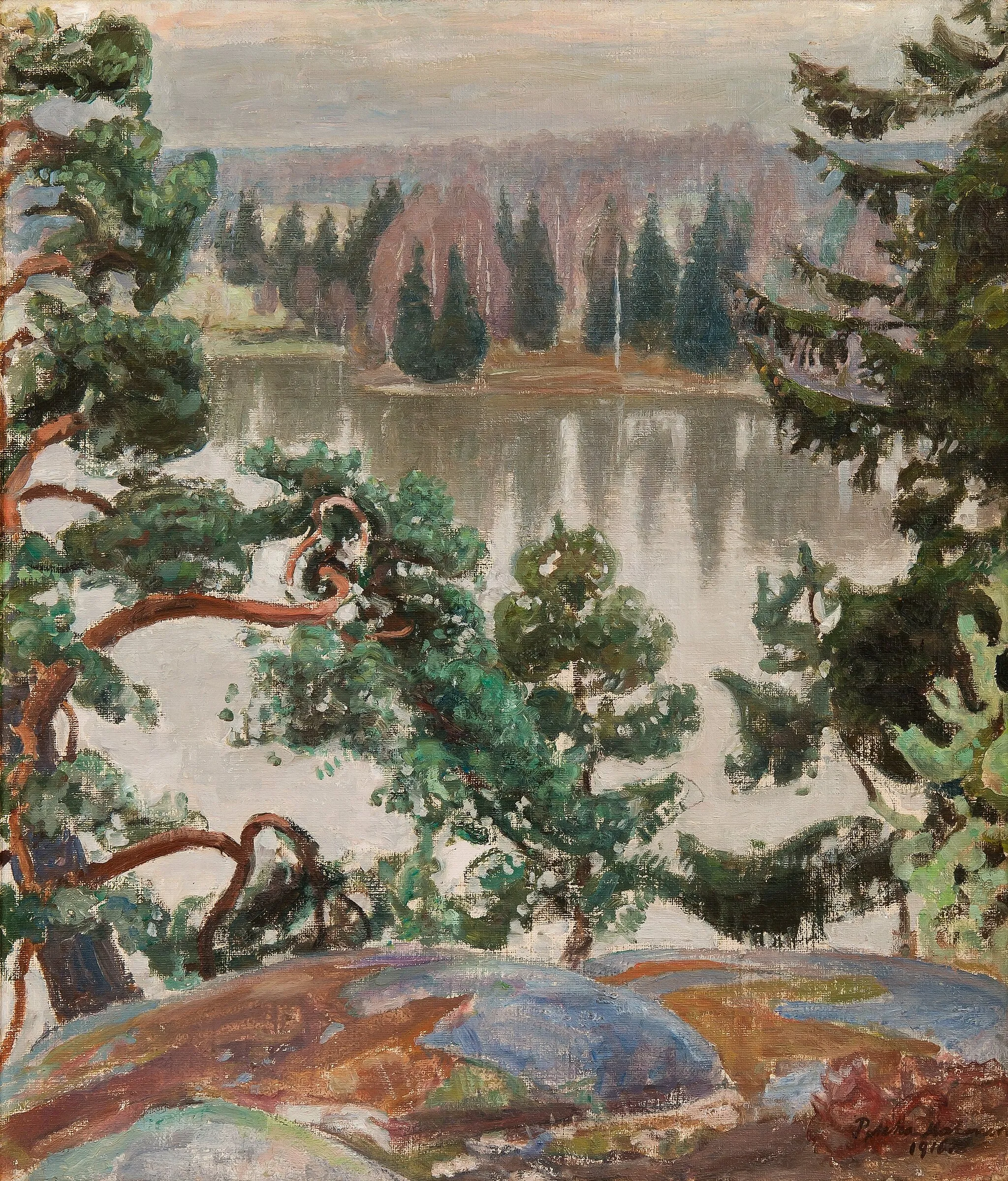 Photo showing: Sarvikallio and Lake Tuusula, painted by Pekka Halonen (oil on canvas, 1916)