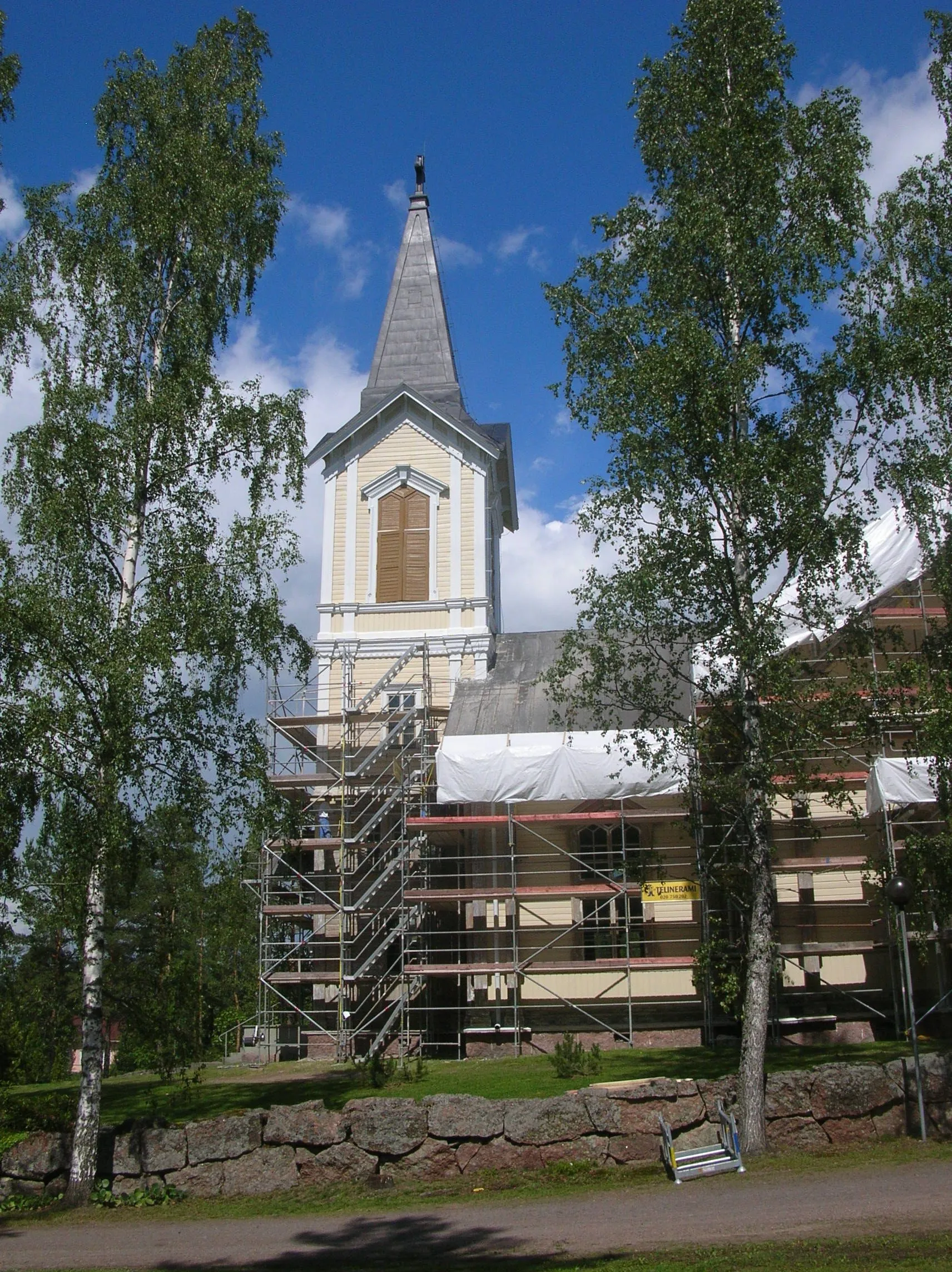 Photo showing: Liljendal Church under renovation. Liljendal, Finland